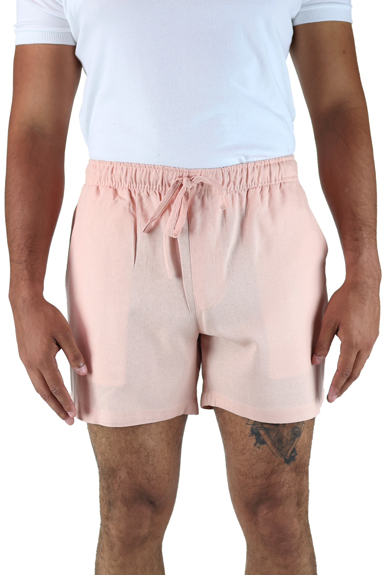 Short Textura Lino Elástico Ajustable Con Bolsillo Para Caballero