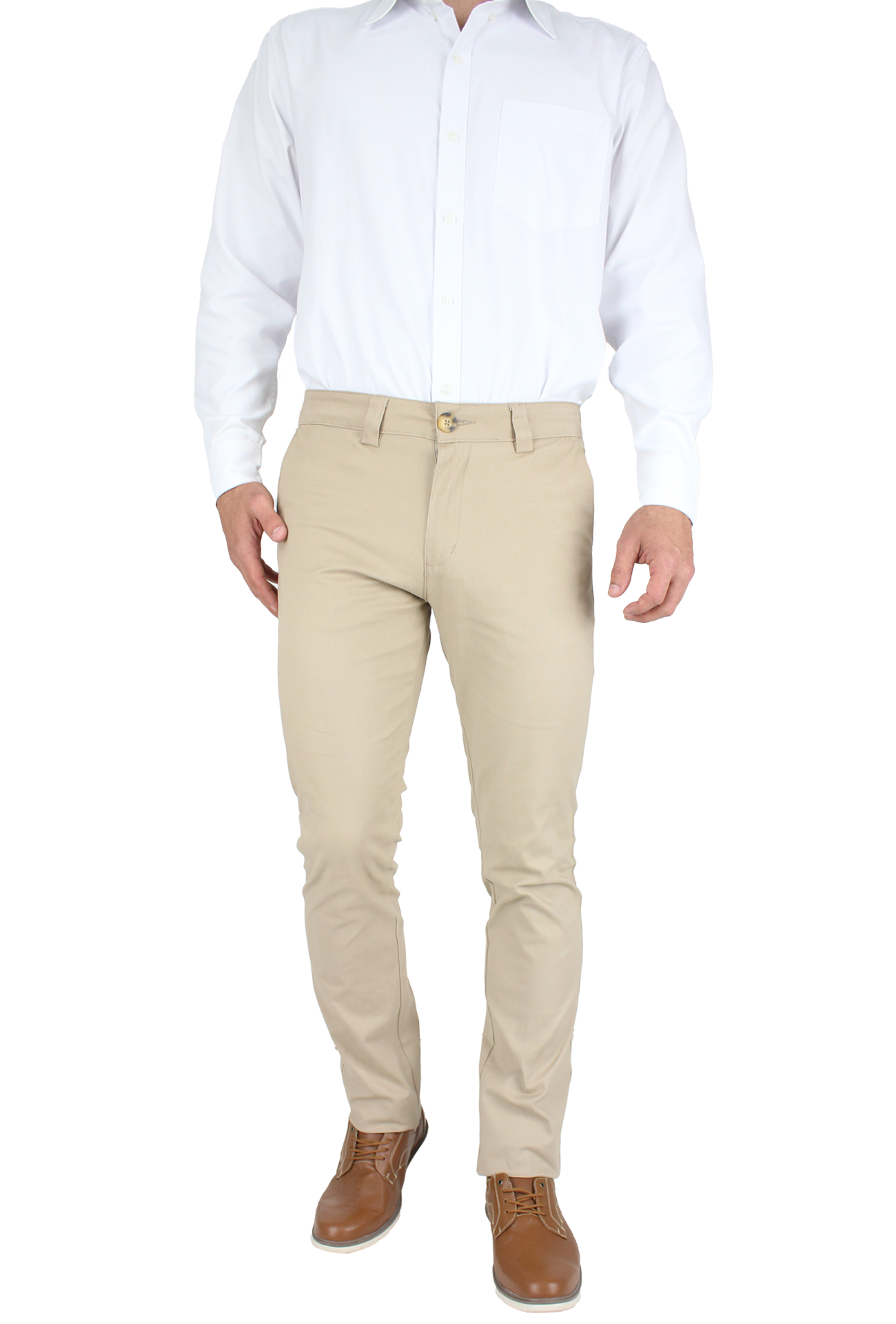 Pantalón Corte Chino Slim Fit Algodón Para Hombre
