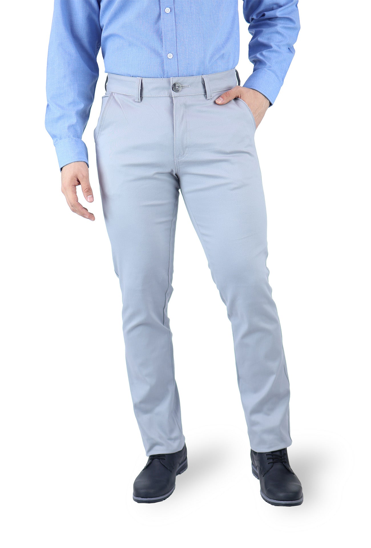 Pantalón de vestir para caballero de ajuste clásico, corte Slim fit de algodón premium Strech