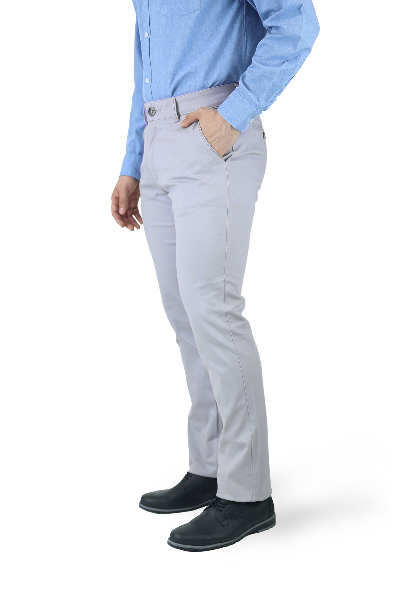 Pantalón de vestir para caballero de ajuste clásico, corte Slim fit de algodón premium Strech