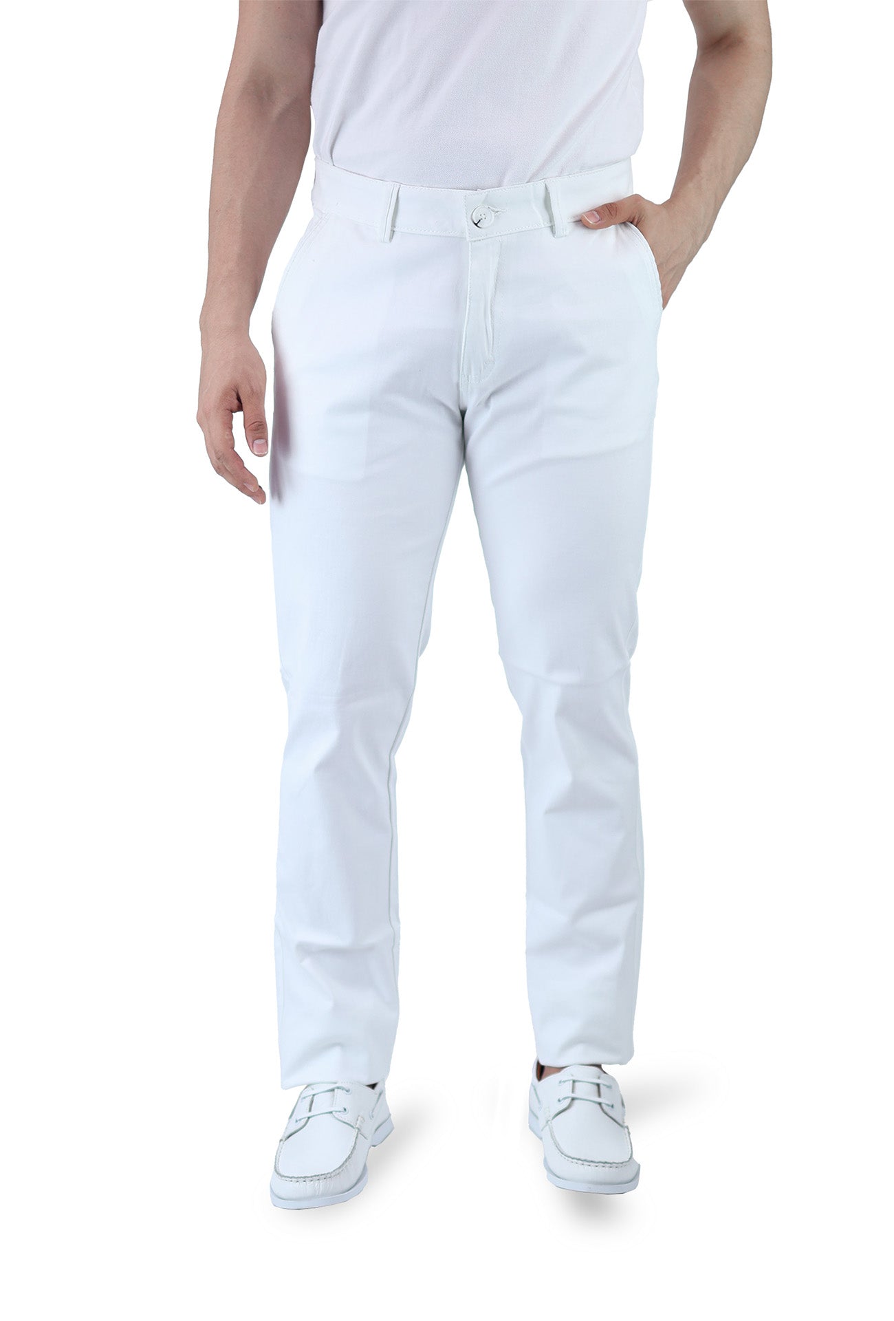 Pantalón de vestir para caballero de ajuste clásico, corte Slim fit de algodón premium Strech