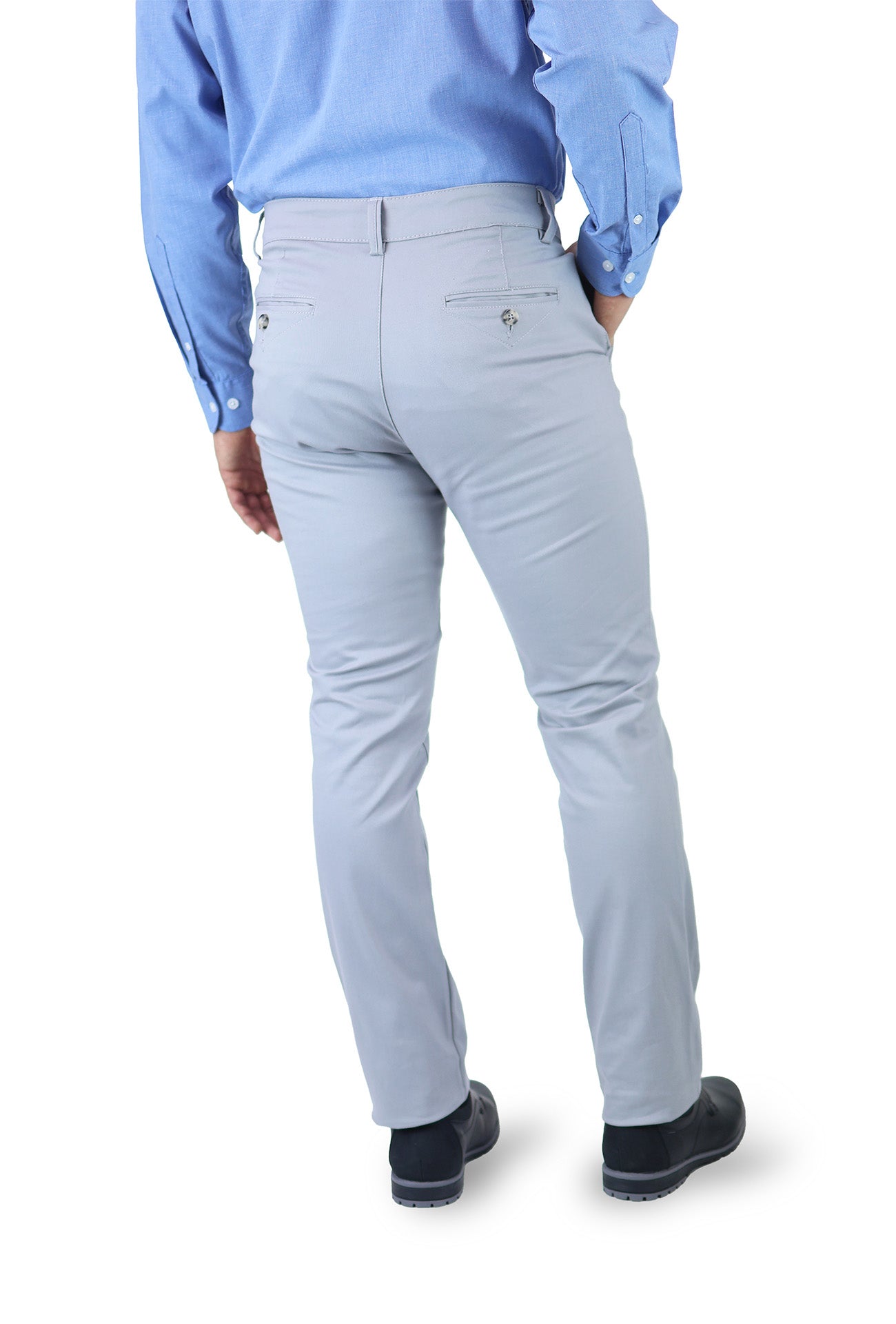 Pantalón de vestir para caballero de ajuste clásico, corte Slim fit de algodón premium Strech