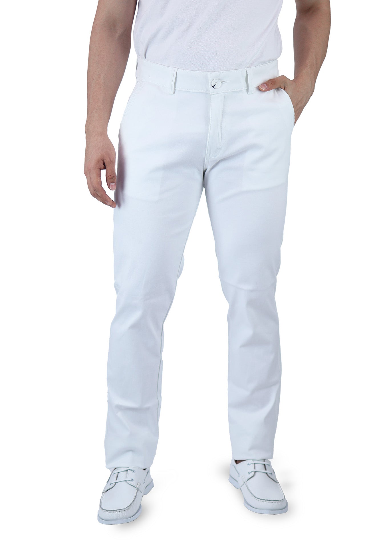 Pantalón de vestir para caballero de ajuste clásico, corte Slim fit de algodón premium Strech