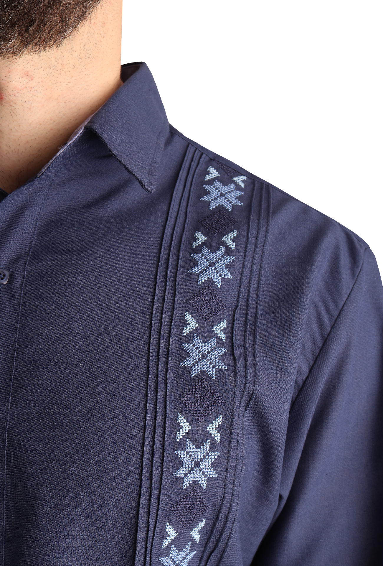 Camisa Guayabera Manga Larga Corte Clásico Bordado Para Hombre