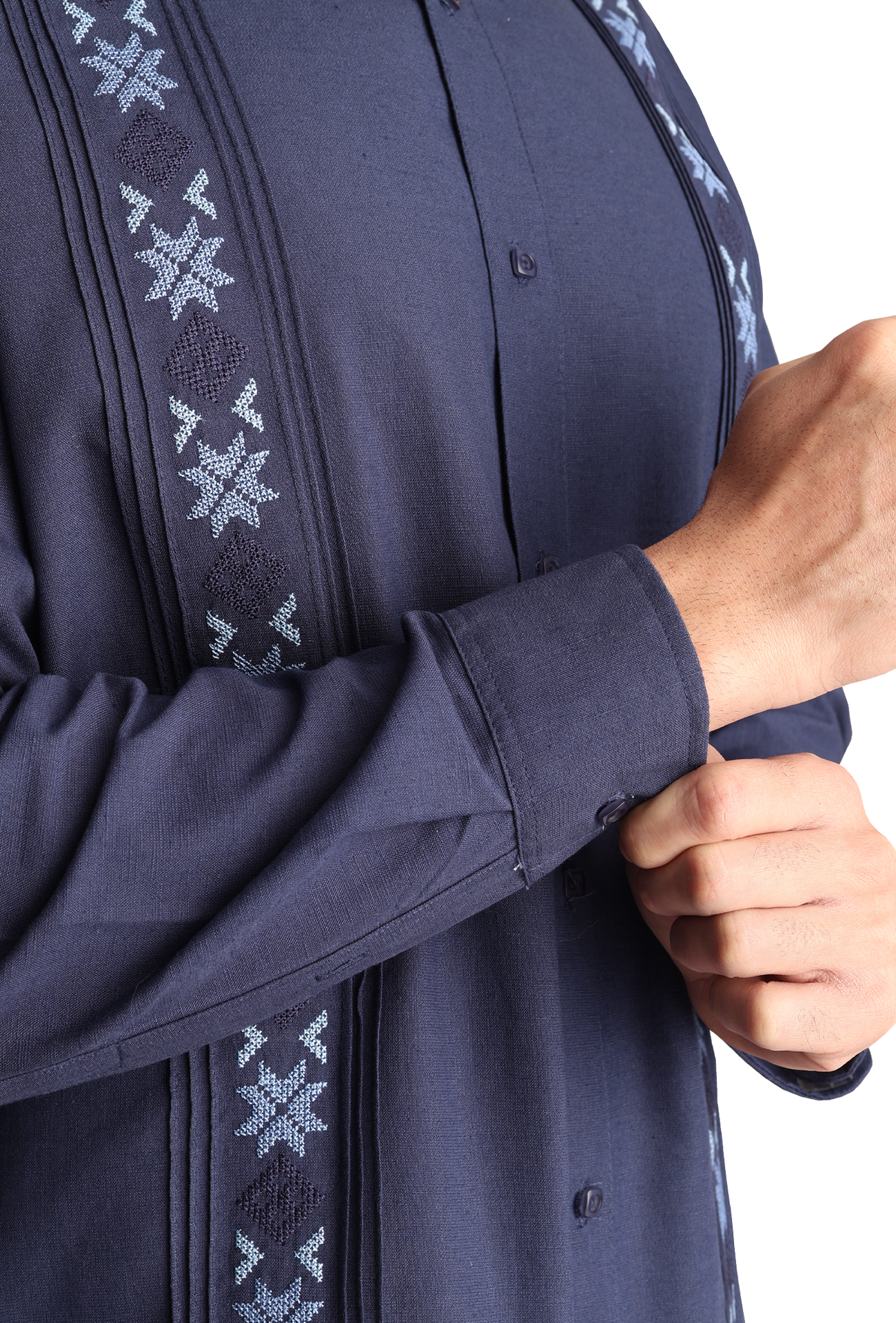 Camisa Guayabera Manga Larga Corte Clásico Bordado Para Hombre