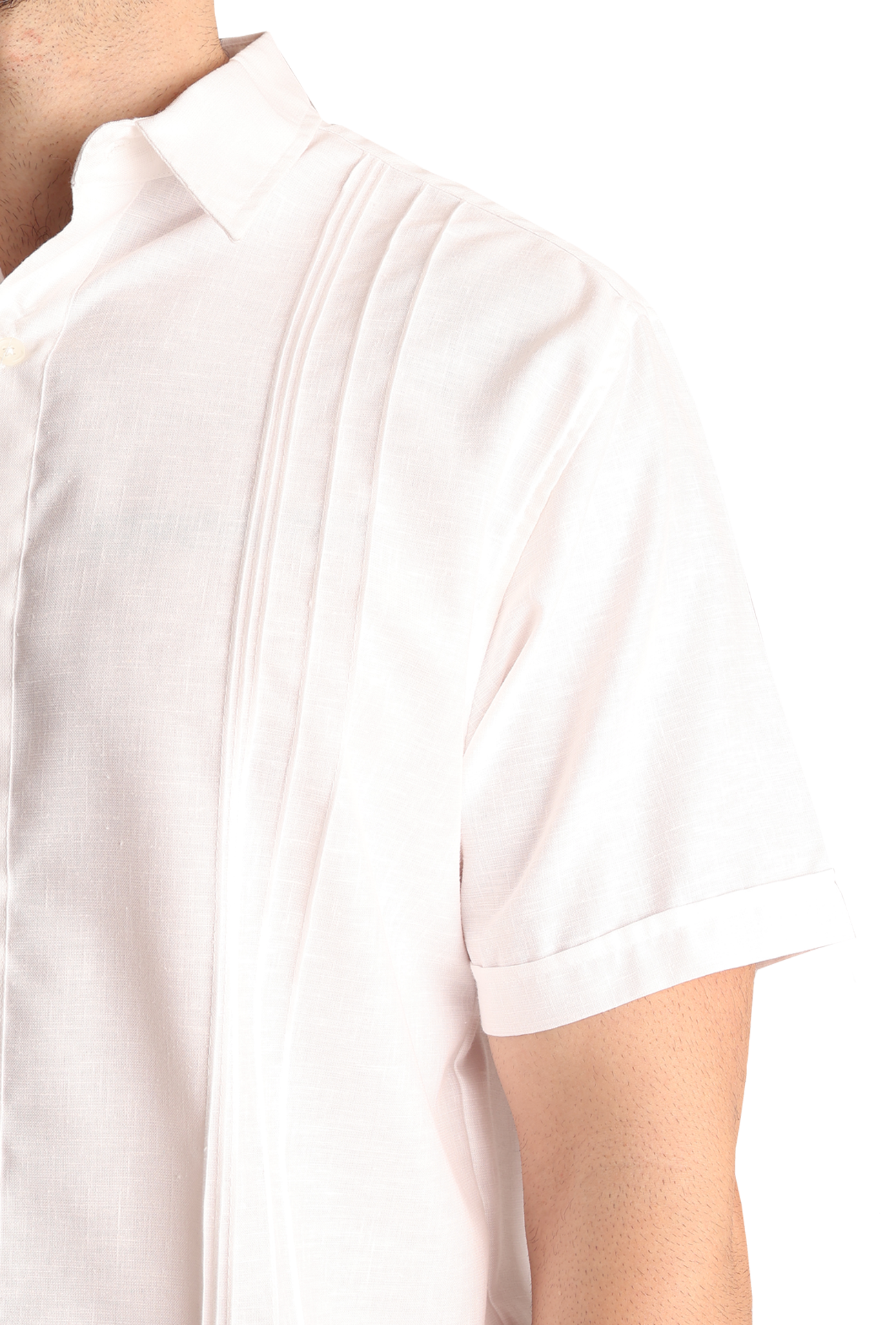 Guayabera Manga Corta Con Alforzas Look De Lino Para Caballero