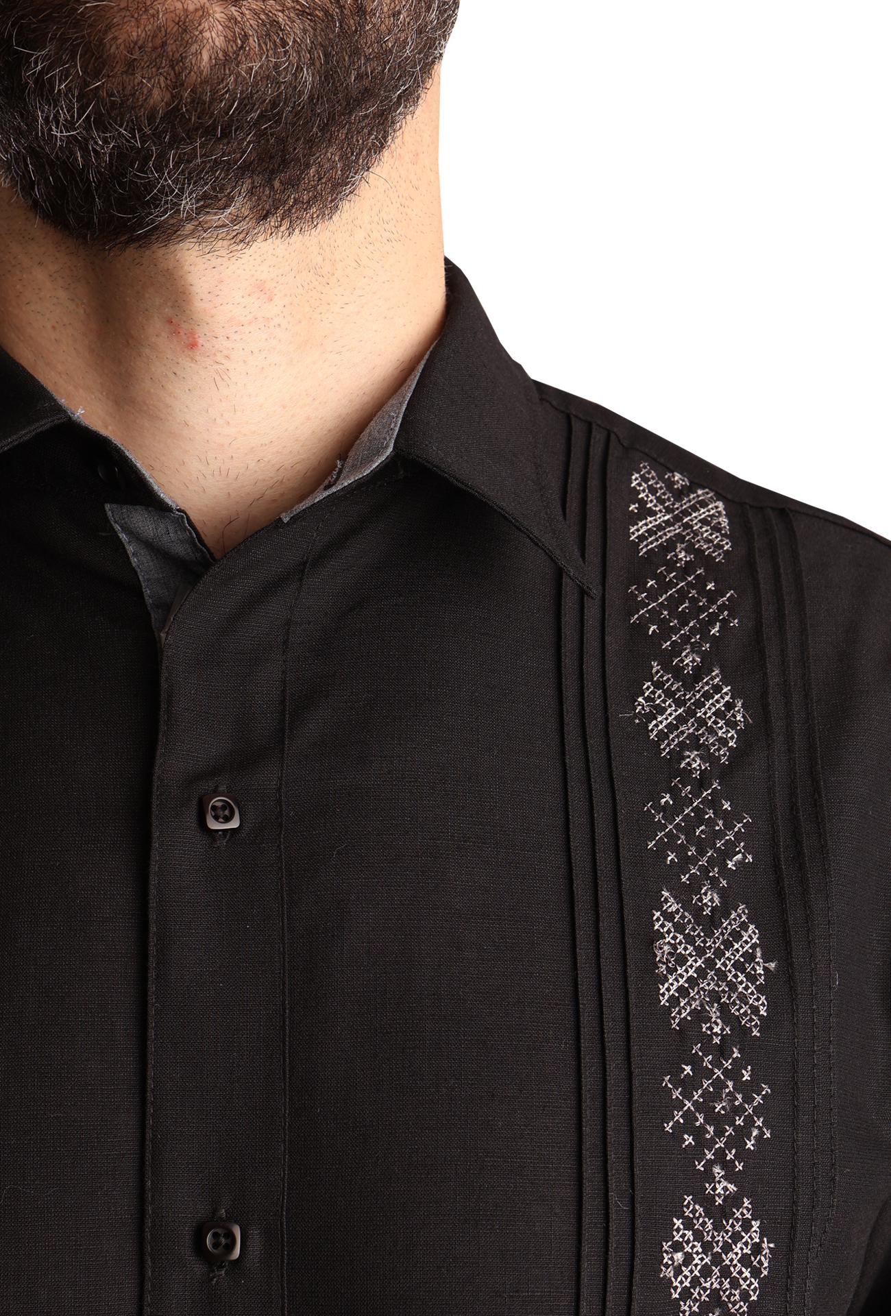 Camisa Guayabera Manga Larga Corte Clásico Bordado Para Hombre