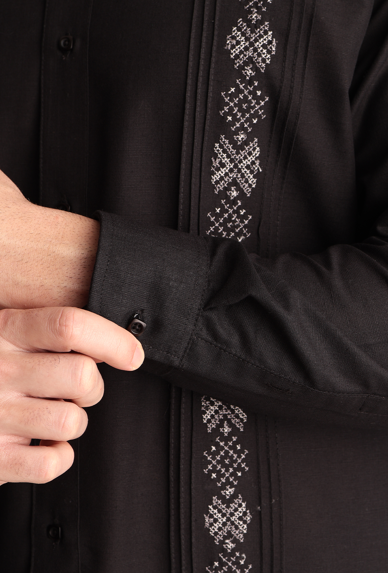 Camisa Guayabera Manga Larga Corte Clásico Bordado Para Hombre