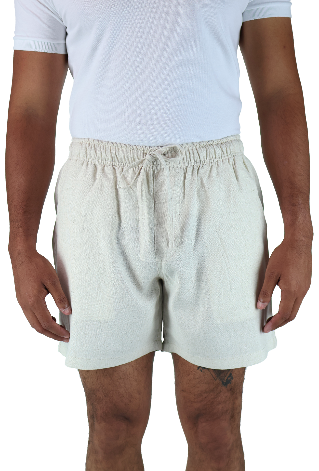 Short Textura Lino Elástico Ajustable Con Bolsillo Para Caballero