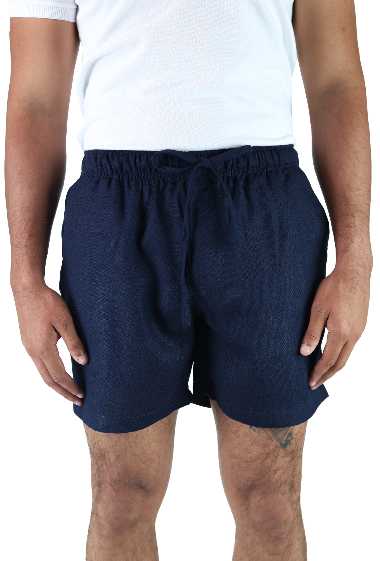 Short Textura Lino Elástico Ajustable Con Bolsillo Para Caballero