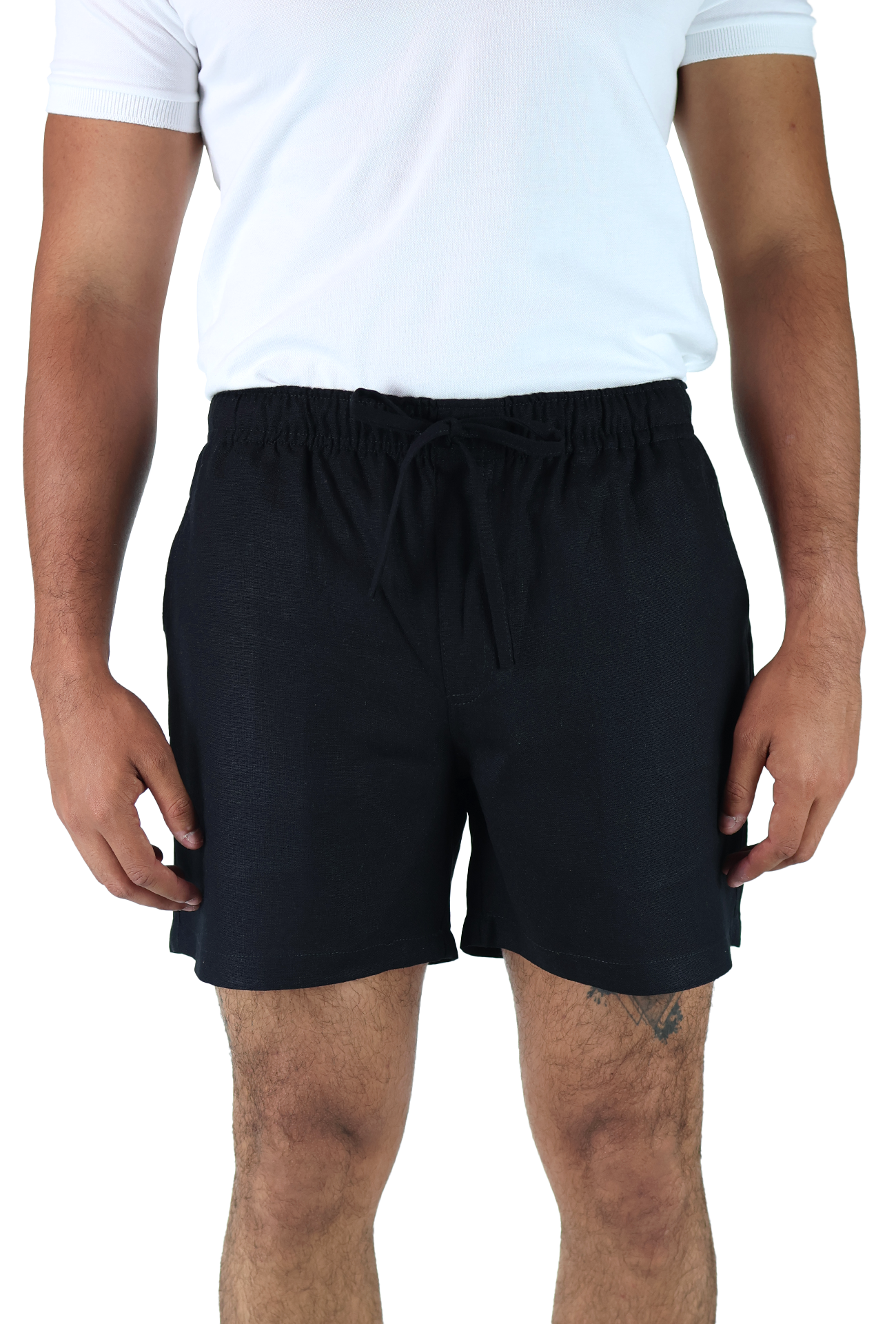 Short Textura Lino Elástico Ajustable Con Bolsillo Para Caballero