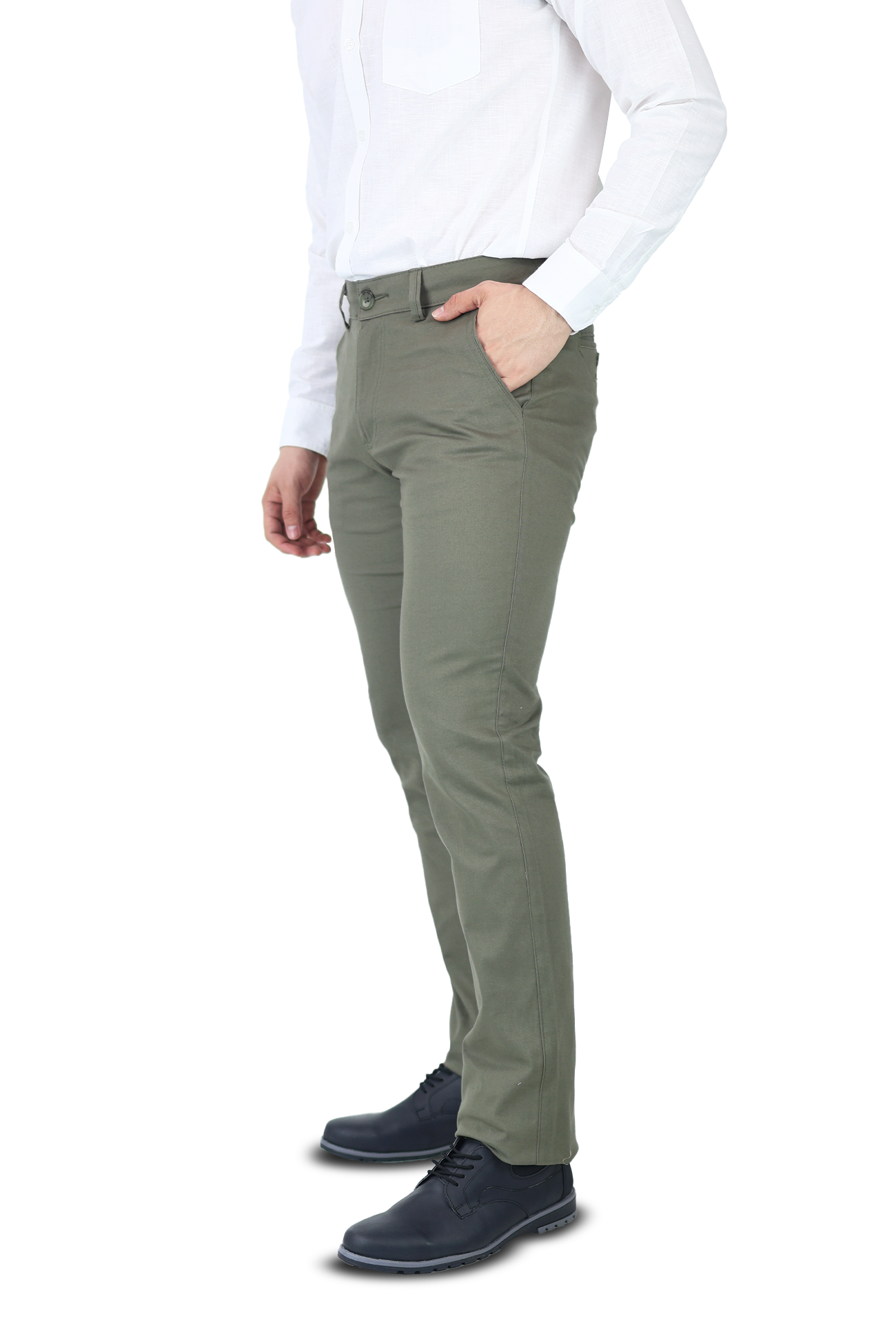 Pantalón de vestir para caballero de ajuste clásico, corte Slim fit de algodón premium Strech