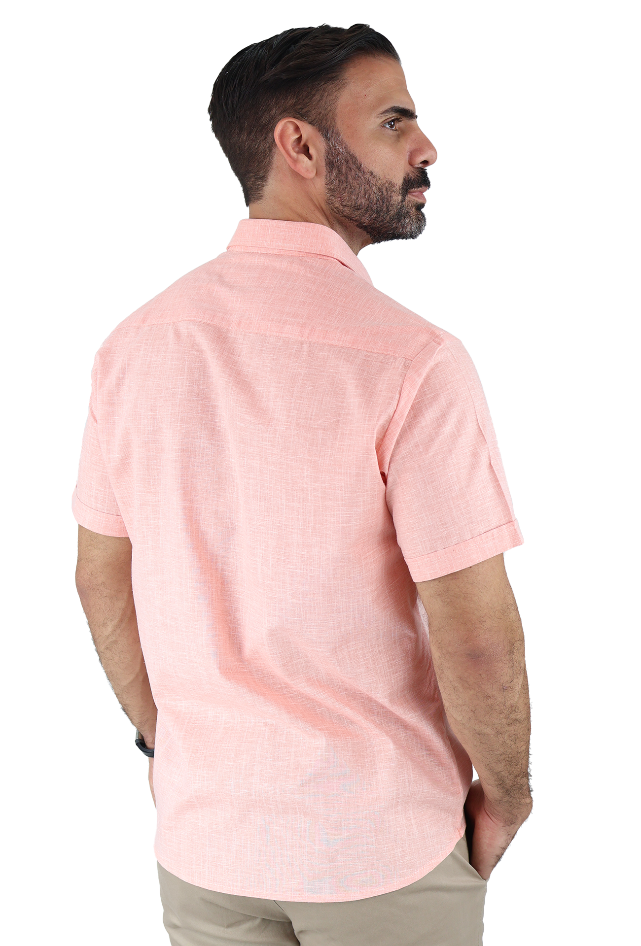 Camisa Manga Corta Con Alforzas Estilo Guayabera Apariencia Lino