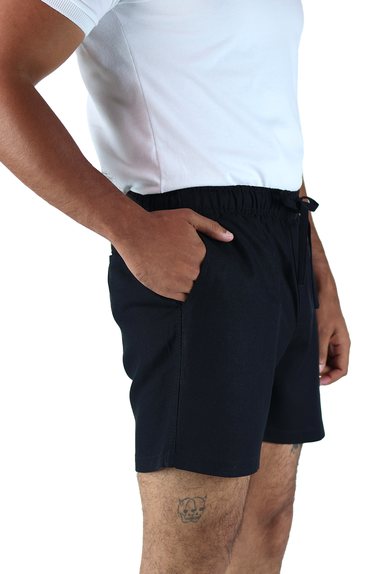 Short Textura Lino Elástico Ajustable Con Bolsillo Para Caballero