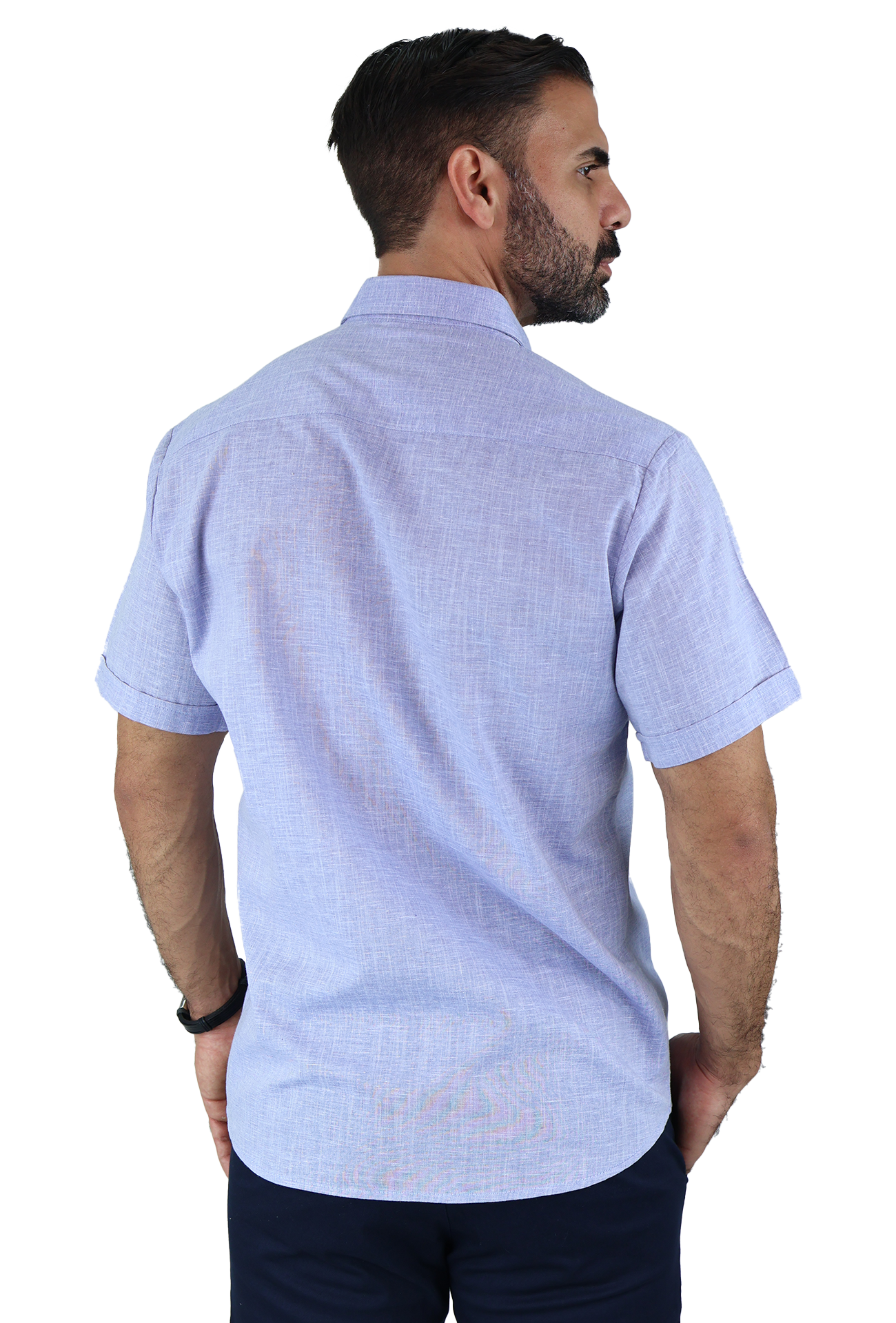 Camisa Manga Corta Con Alforzas Estilo Guayabera Apariencia Lino