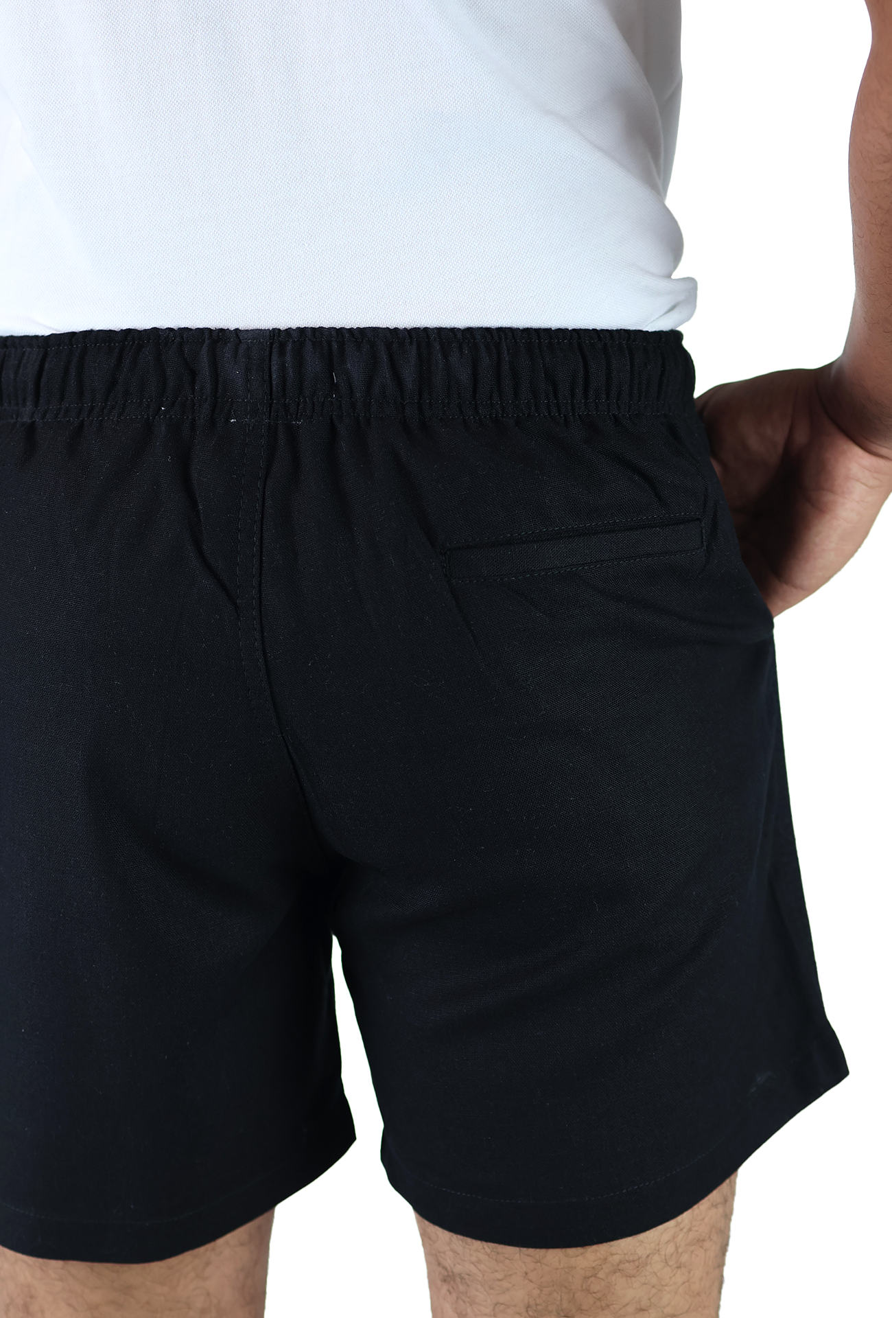 Short Textura Lino Elástico Ajustable Con Bolsillo Para Caballero