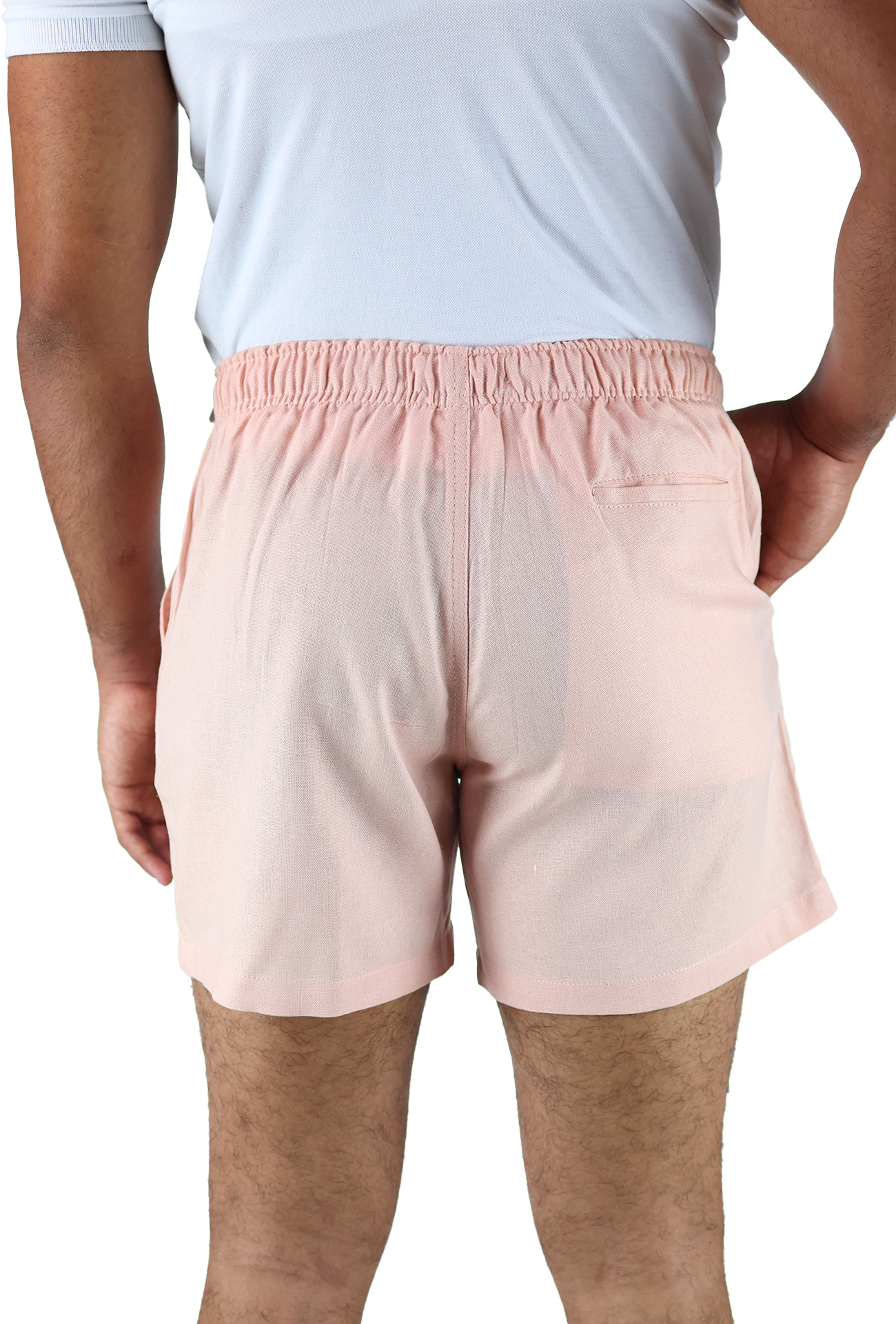 Short Textura Lino Elástico Ajustable Con Bolsillo Para Caballero