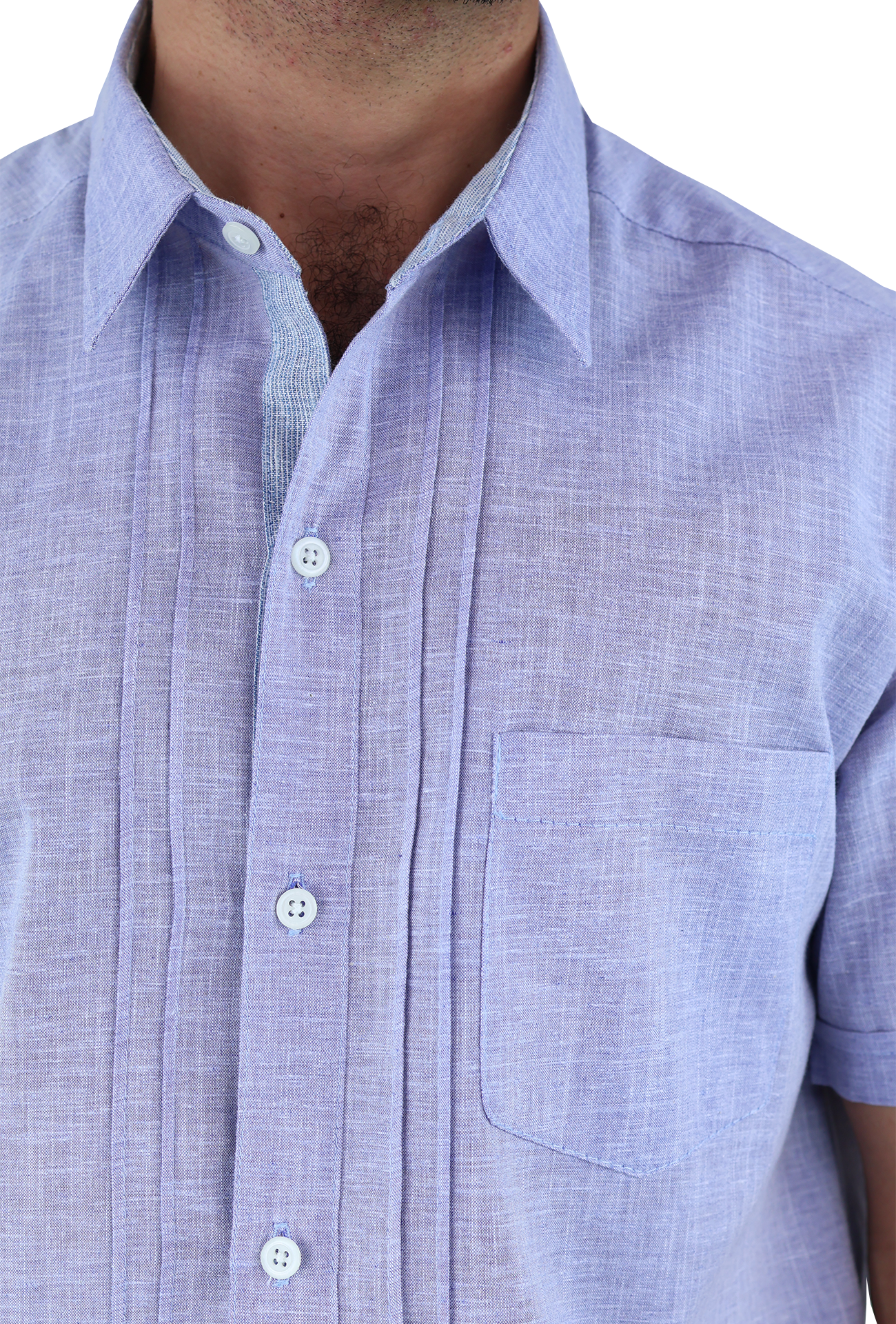 Camisa Manga Corta Con Alforzas Estilo Guayabera Apariencia Lino