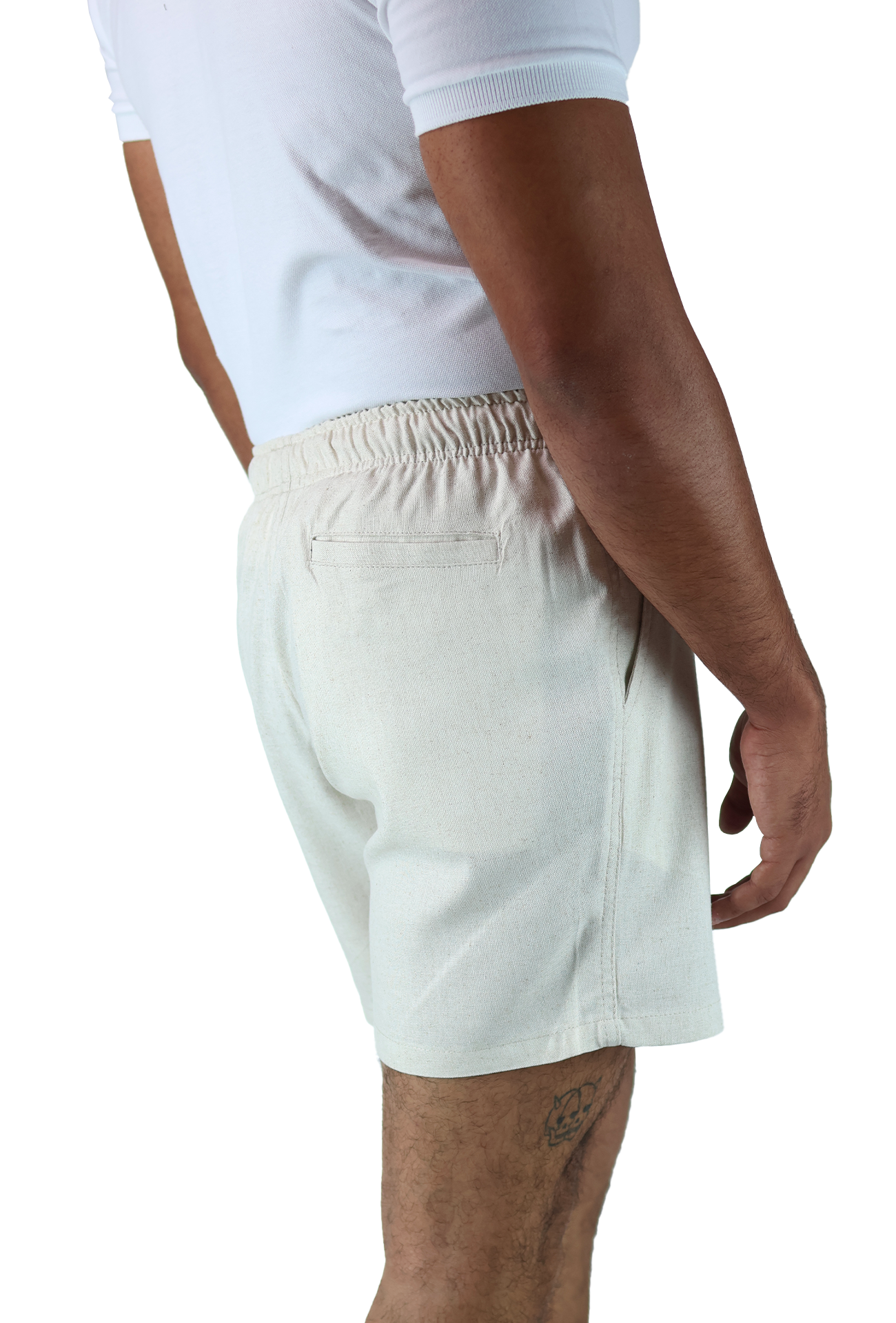 Short Textura Lino Elástico Ajustable Con Bolsillo Para Caballero