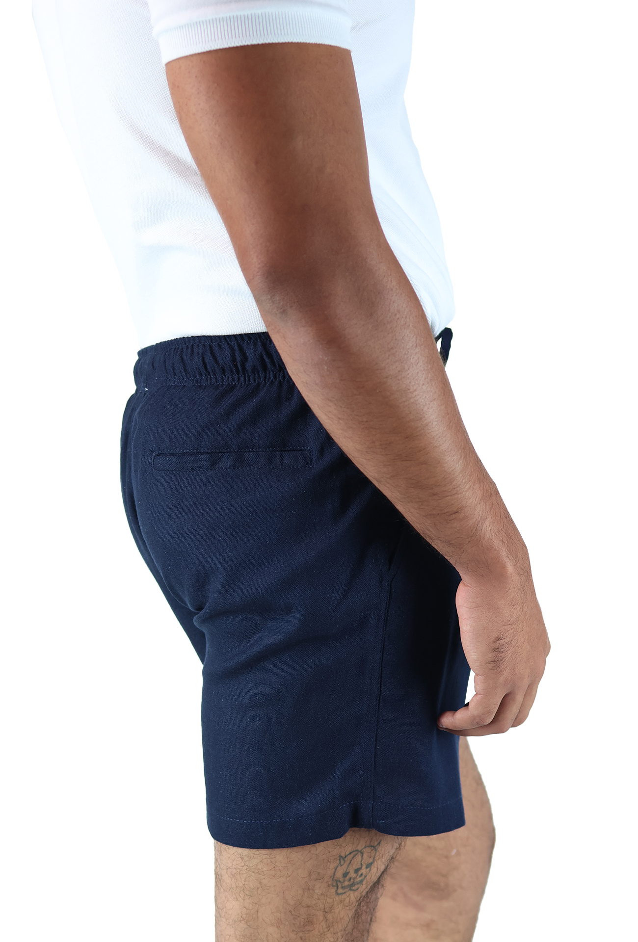 Short Textura Lino Elástico Ajustable Con Bolsillo Para Caballero