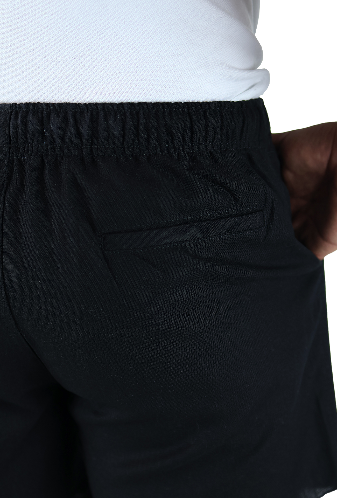 Short Textura Lino Elástico Ajustable Con Bolsillo Para Caballero