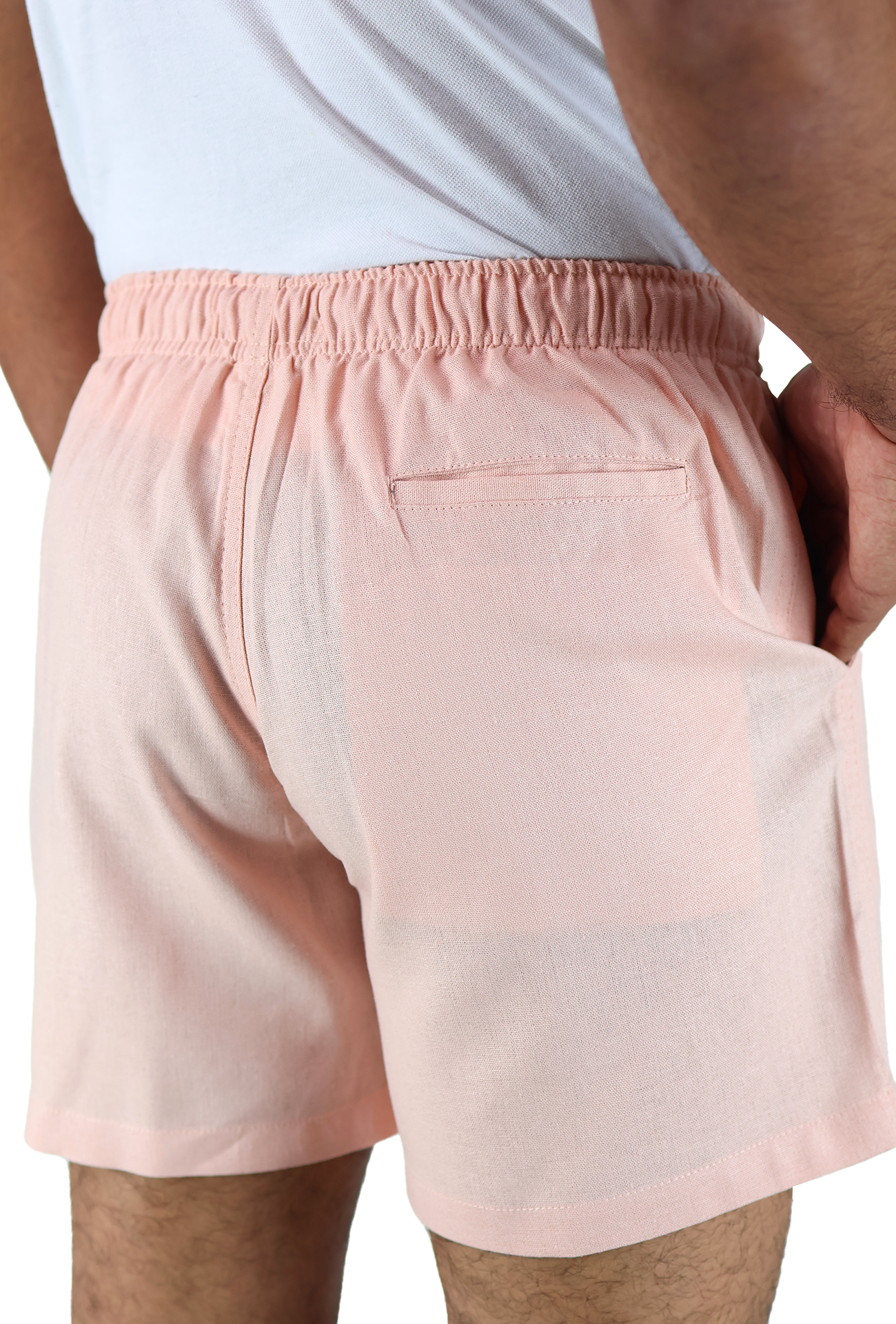 Short Textura Lino Elástico Ajustable Con Bolsillo Para Caballero