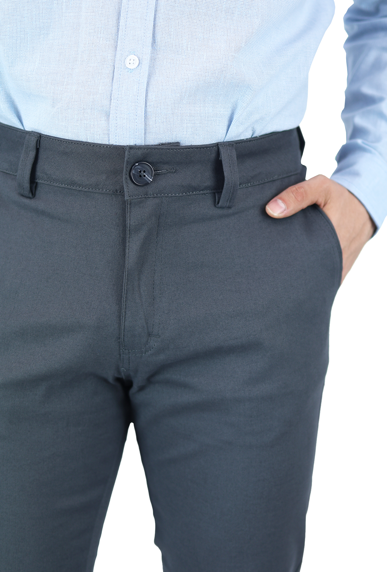 Pantalón de vestir para caballero de ajuste clásico, corte Slim fit de algodón premium Strech