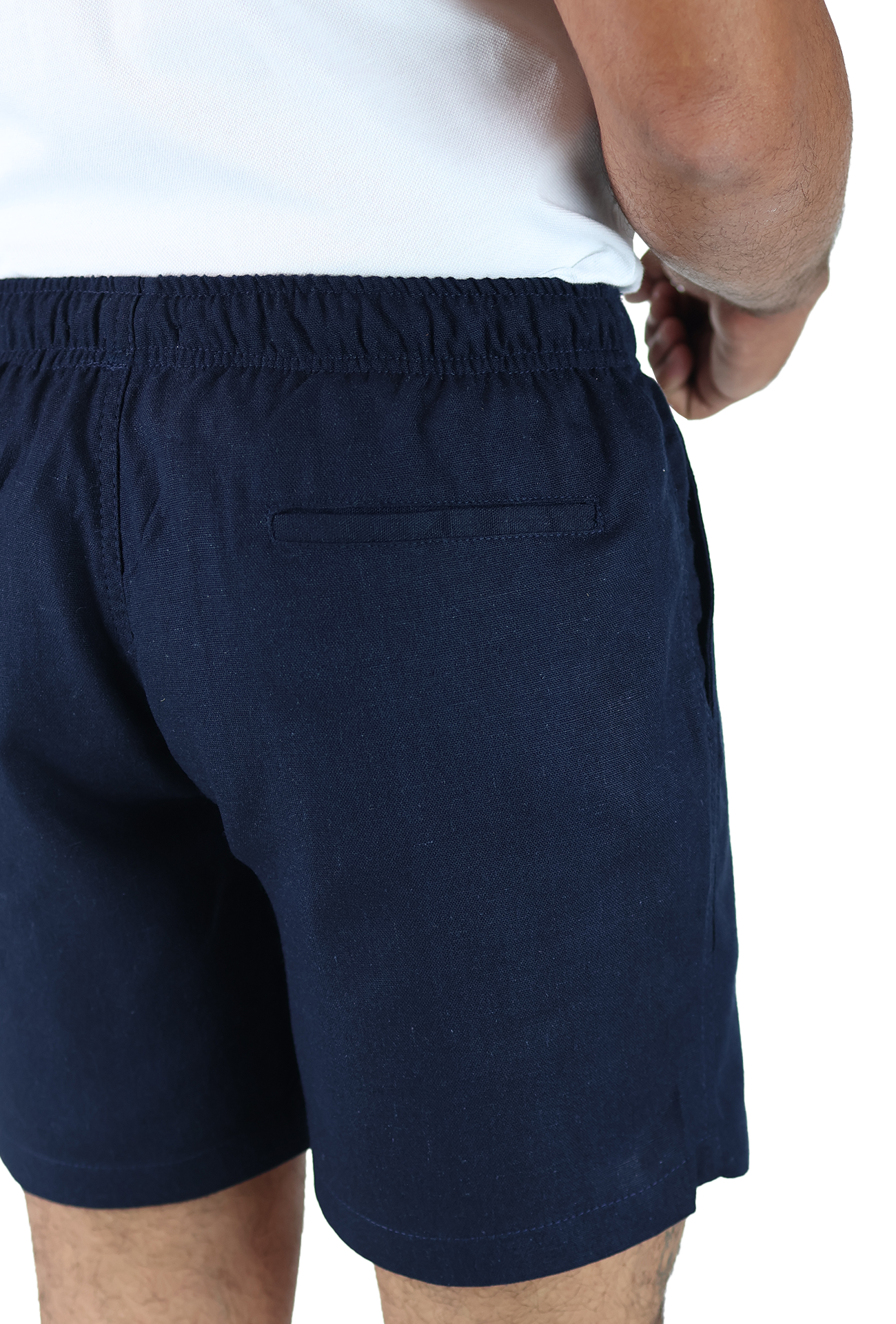 Short Textura Lino Elástico Ajustable Con Bolsillo Para Caballero