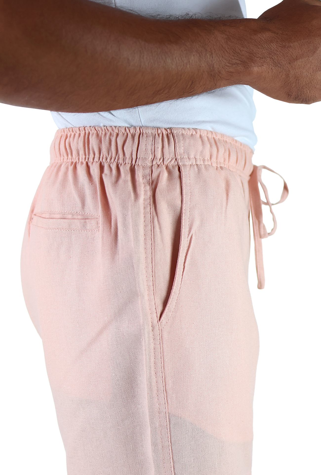 Short Textura Lino Elástico Ajustable Con Bolsillo Para Caballero