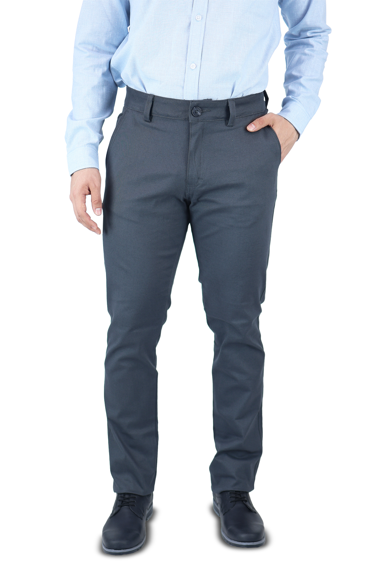 Pantalón de vestir para caballero de ajuste clásico, corte Slim fit de algodón premium Strech