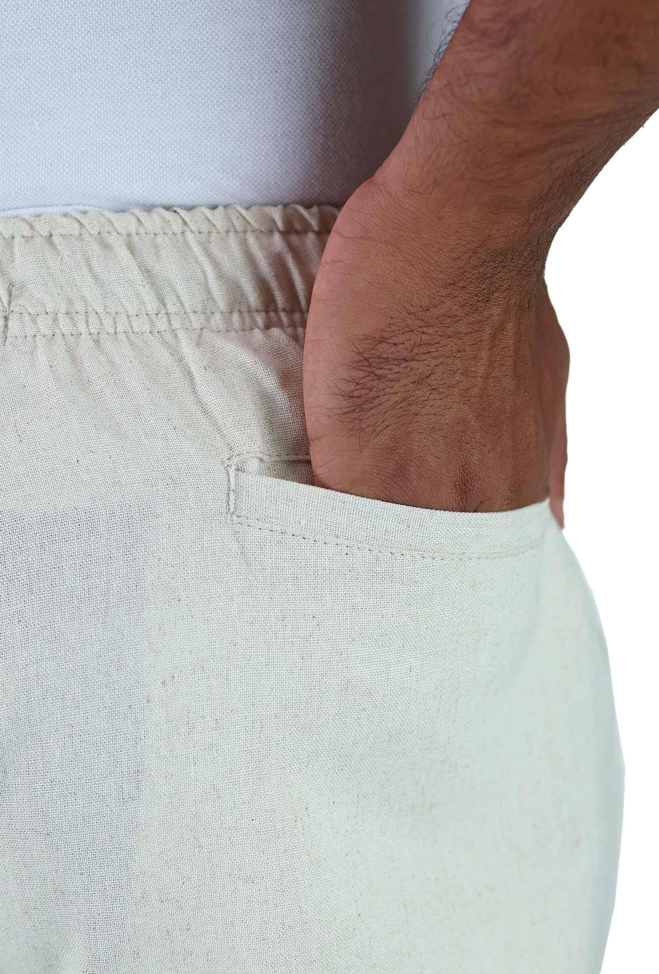 Short Textura Lino Elástico Ajustable Con Bolsillo Para Caballero