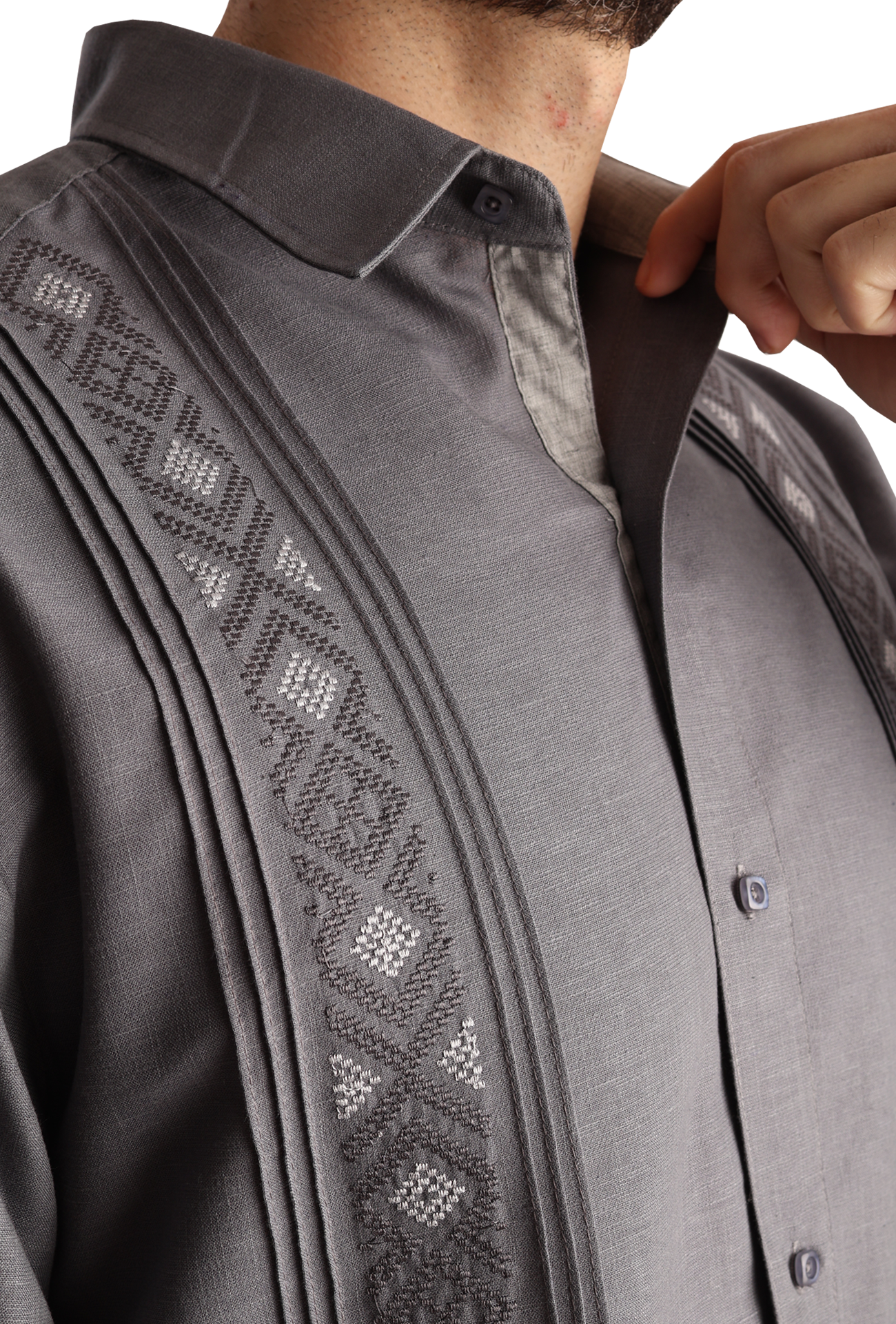 Camisa Guayabera Manga Larga Corte Clásico Bordado Para Hombre