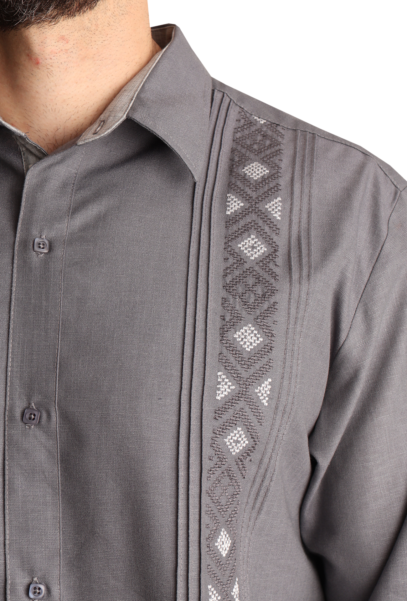 Camisa Guayabera Manga Larga Corte Clásico Bordado Para Hombre