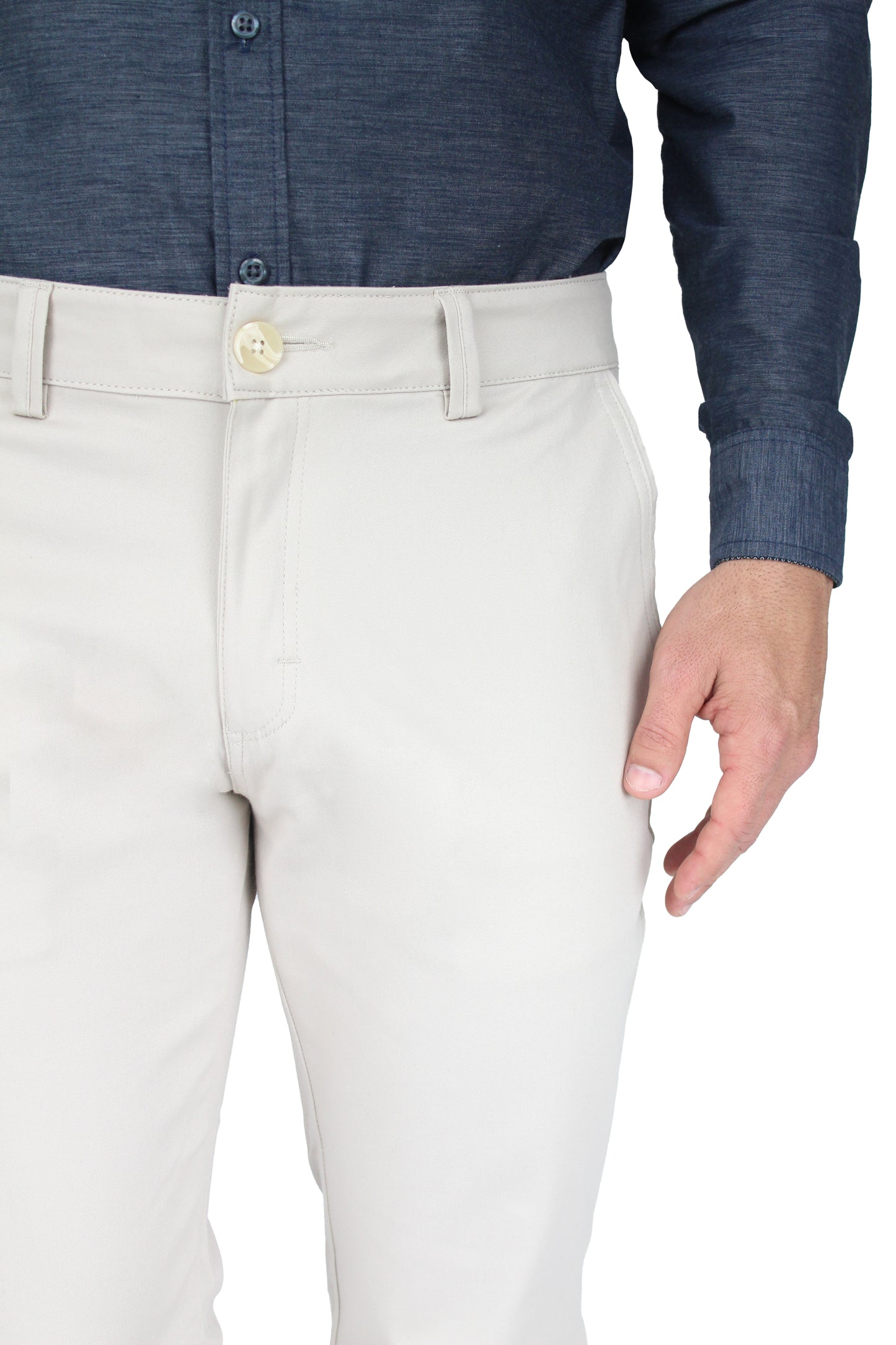 Pantalón de vestir para caballero de ajuste clásico, corte Slim fit de algodón premium Strech
