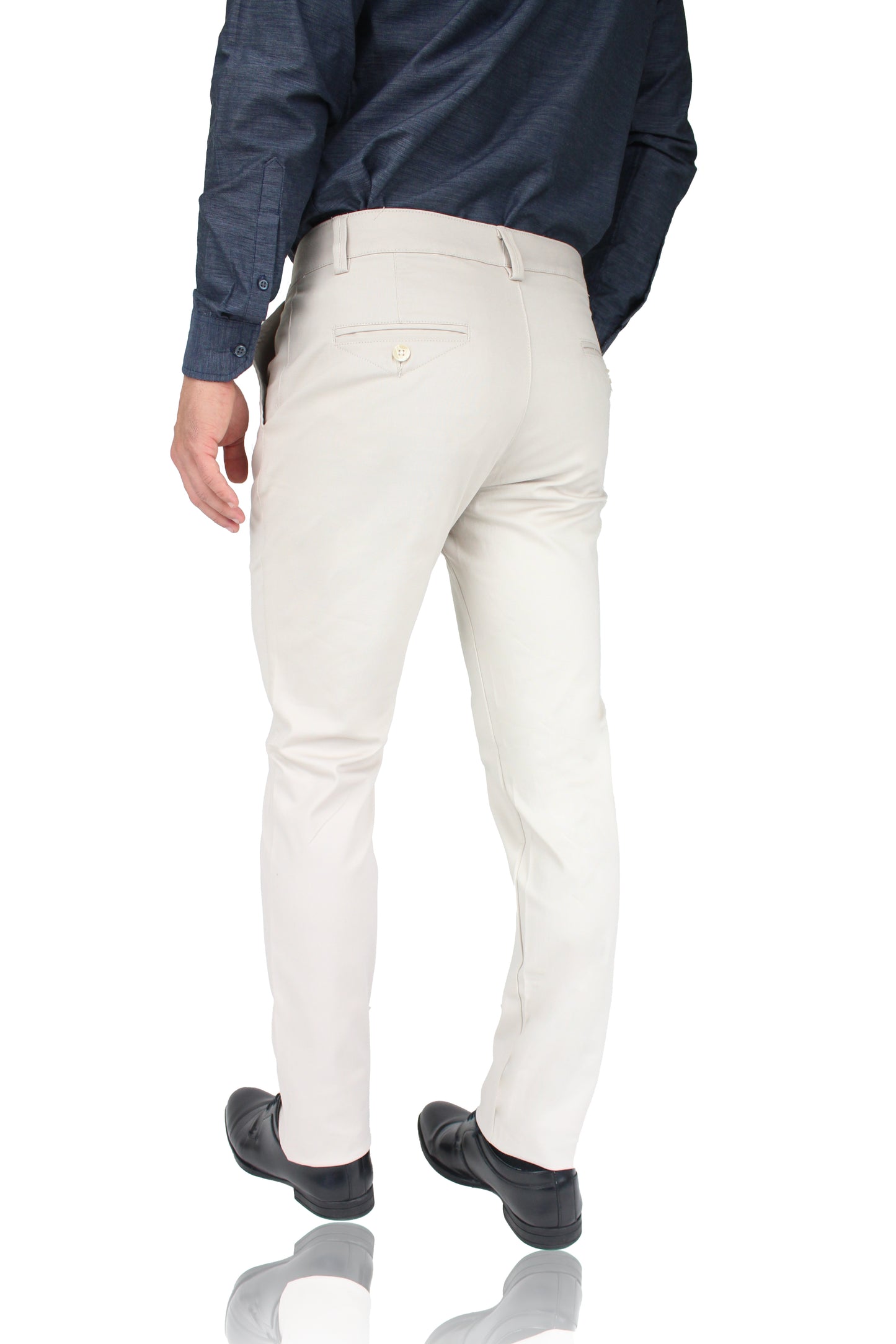 Pantalón de vestir para caballero de ajuste clásico, corte Slim fit de algodón premium Strech