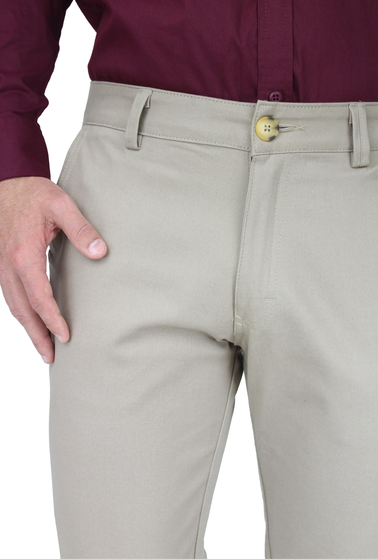 Pantalón de vestir para caballero de ajuste clásico, corte Slim fit de algodón premium Strech