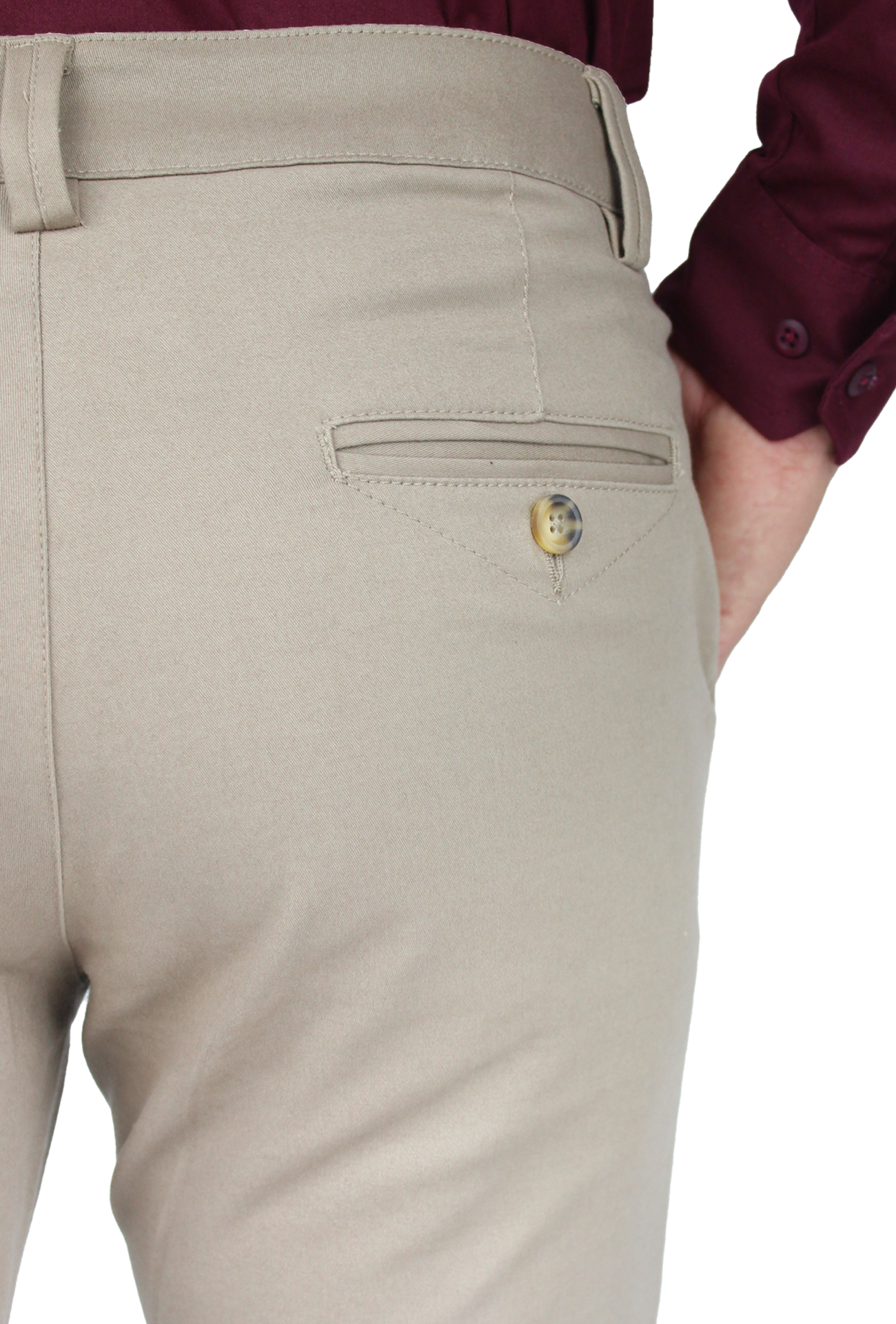 Pantalón de vestir para caballero de ajuste clásico, corte Slim fit de algodón premium Strech