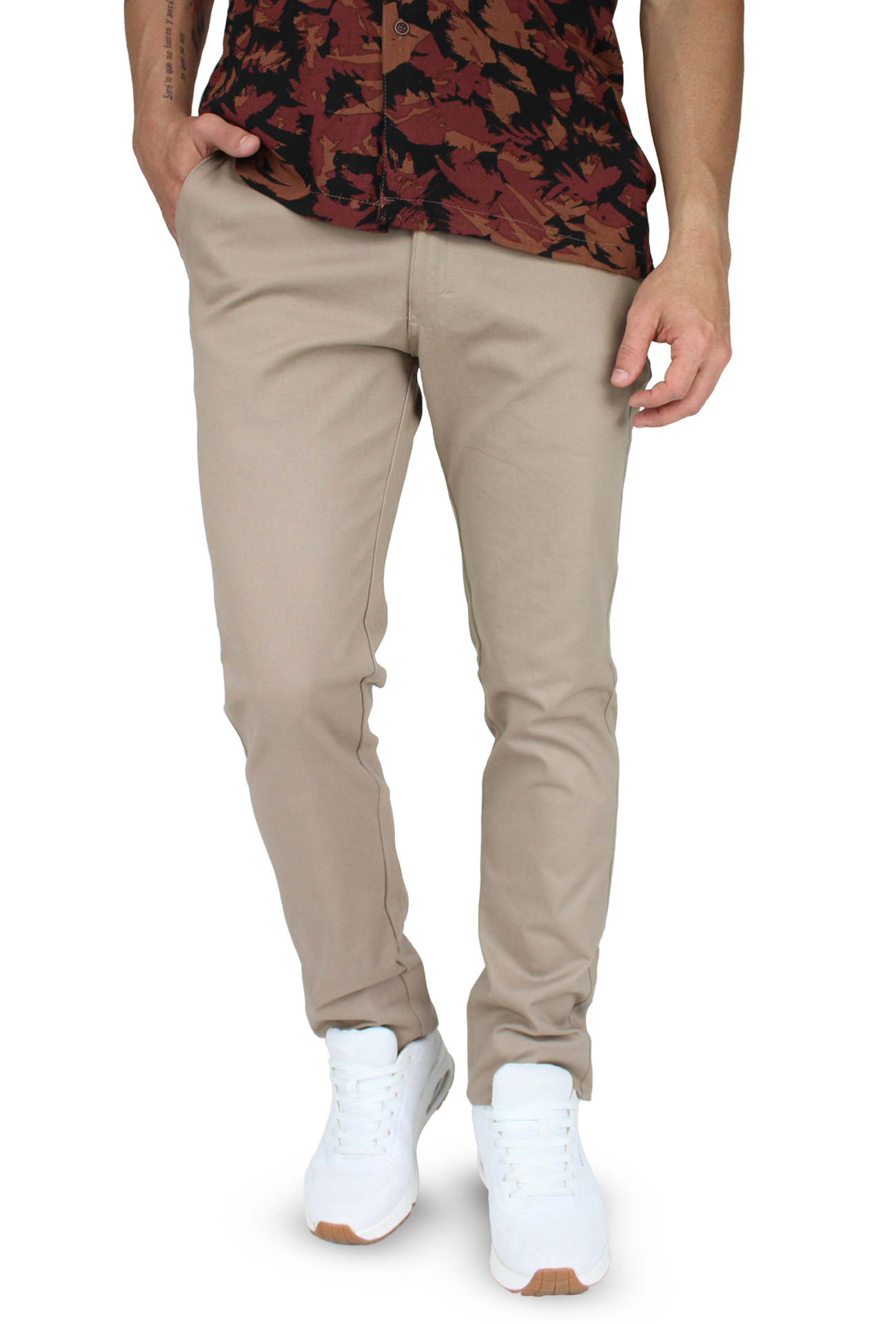 Pantalón de vestir para caballero de ajuste clásico, corte Slim fit de algodón premium Strech
