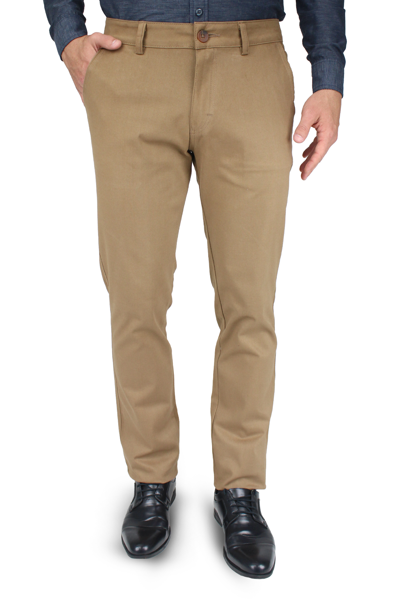Pantalón de vestir para caballero de ajuste clásico, corte Slim fit de algodón premium Strech