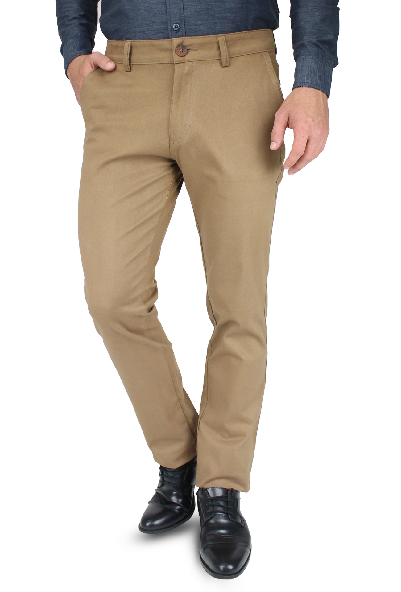 Pantalón de vestir para caballero de ajuste clásico, corte Slim fit de algodón premium Strech