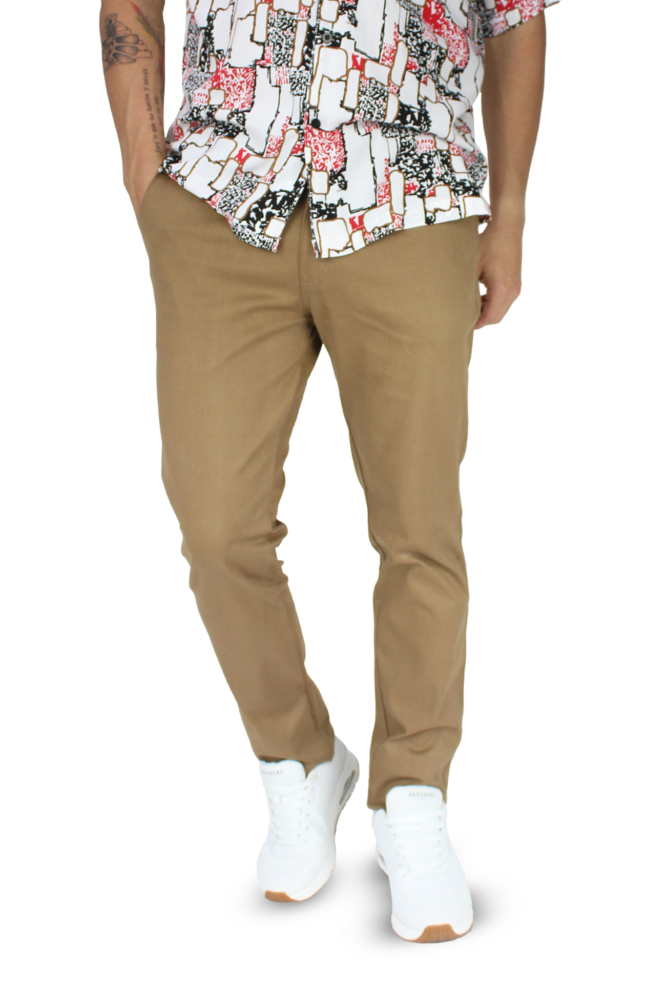 Pantalón de vestir para caballero de ajuste clásico, corte Slim fit de algodón premium Strech