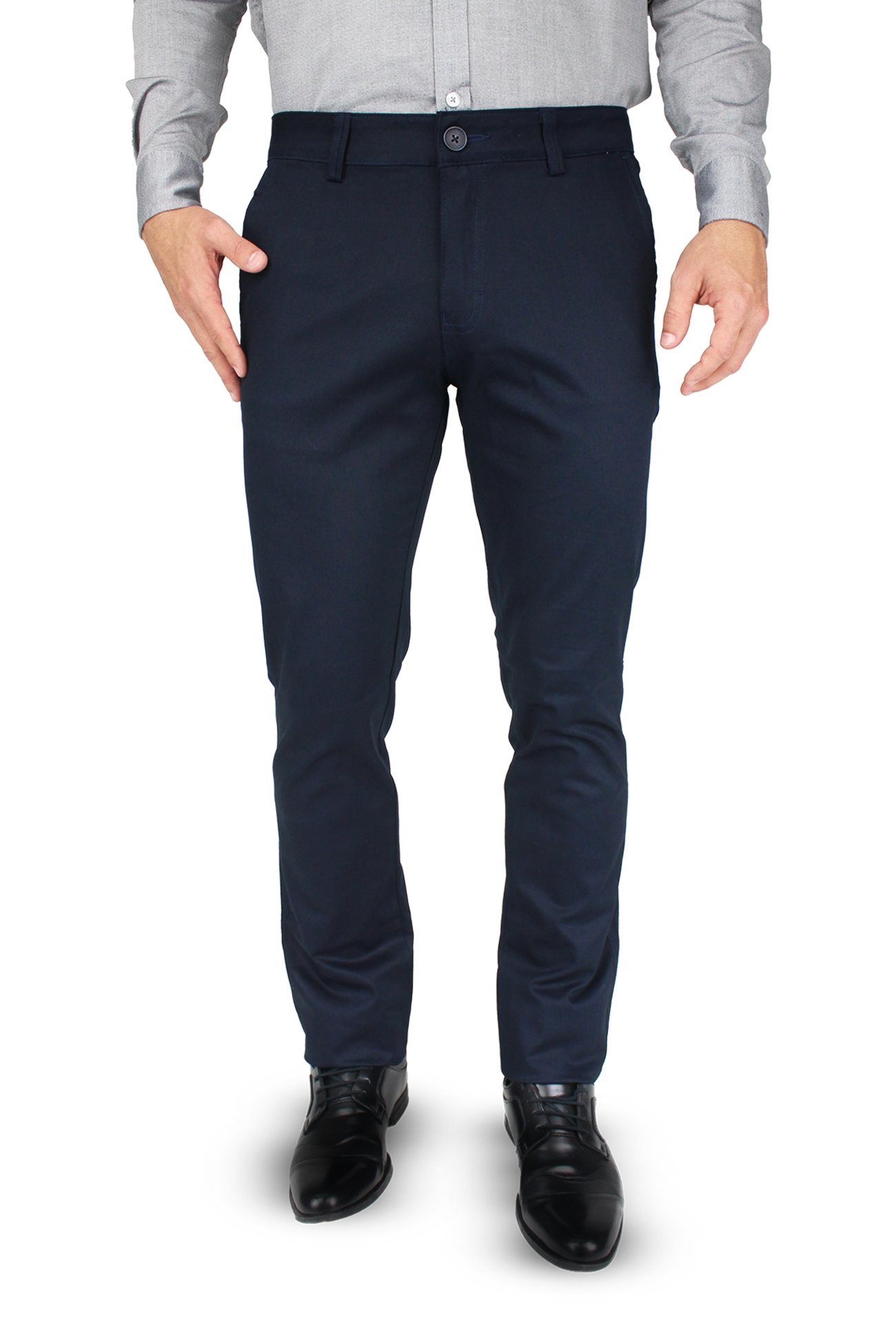 Pantalón de vestir para caballero de ajuste clásico, corte Slim fit de algodón premium Strech