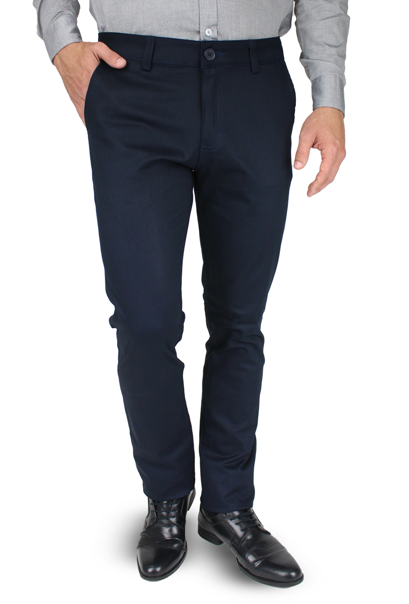 Pantalón de vestir para caballero de ajuste clásico, corte Slim fit de algodón premium Strech
