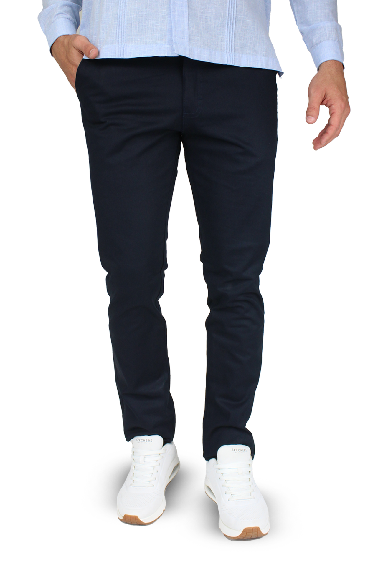 Pantalón de vestir para caballero de ajuste clásico, corte Slim fit de algodón premium Strech