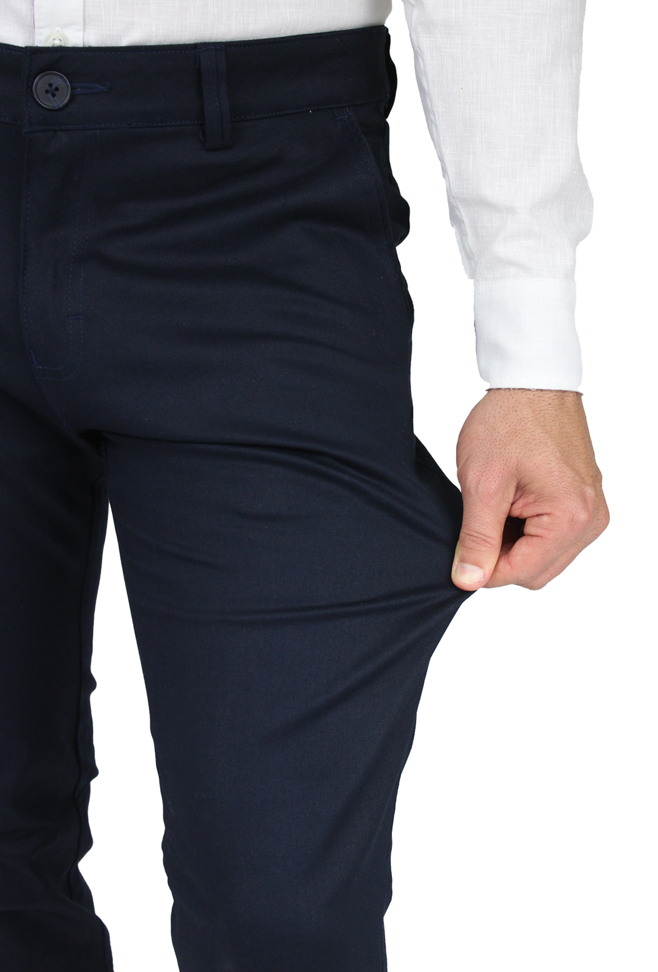 Pantalón de vestir para caballero de ajuste clásico, corte Slim fit de algodón premium Strech