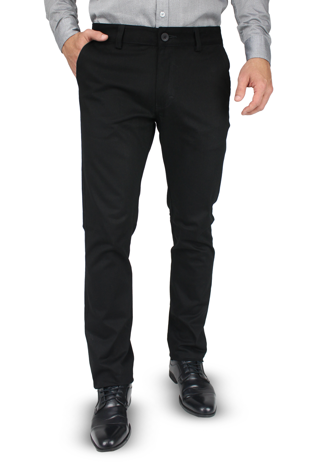 Pantalón de vestir para caballero de ajuste clásico, corte Slim fit de algodón premium Strech