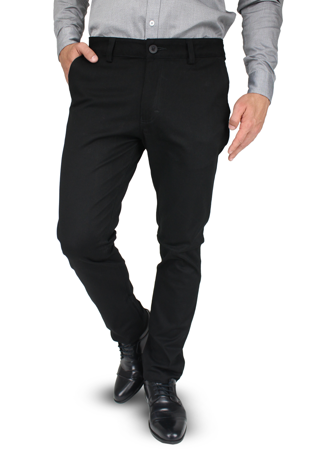 Pantalón de vestir para caballero de ajuste clásico, corte Slim fit de algodón premium Strech