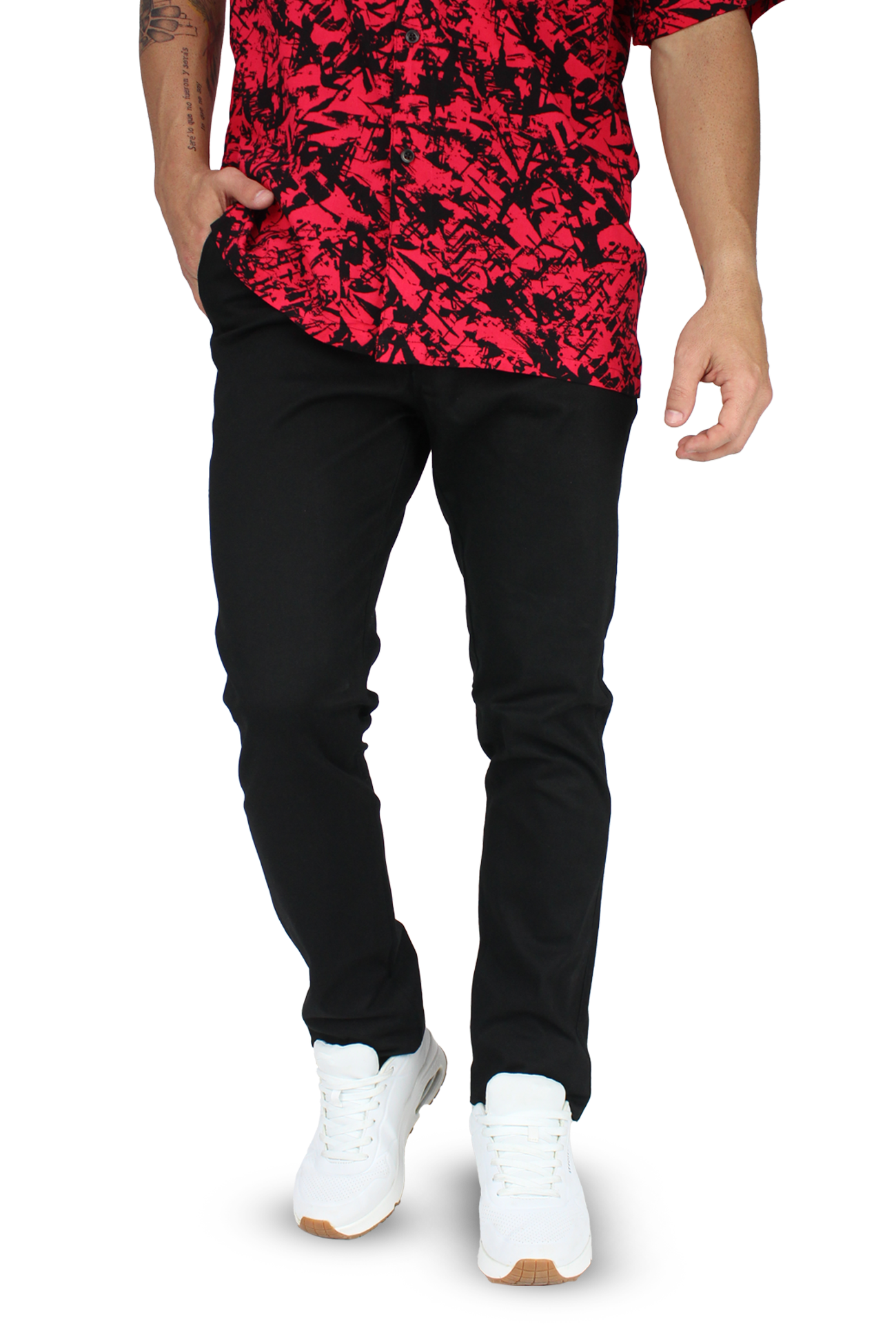 Pantalón de vestir para caballero de ajuste clásico, corte Slim fit de algodón premium Strech