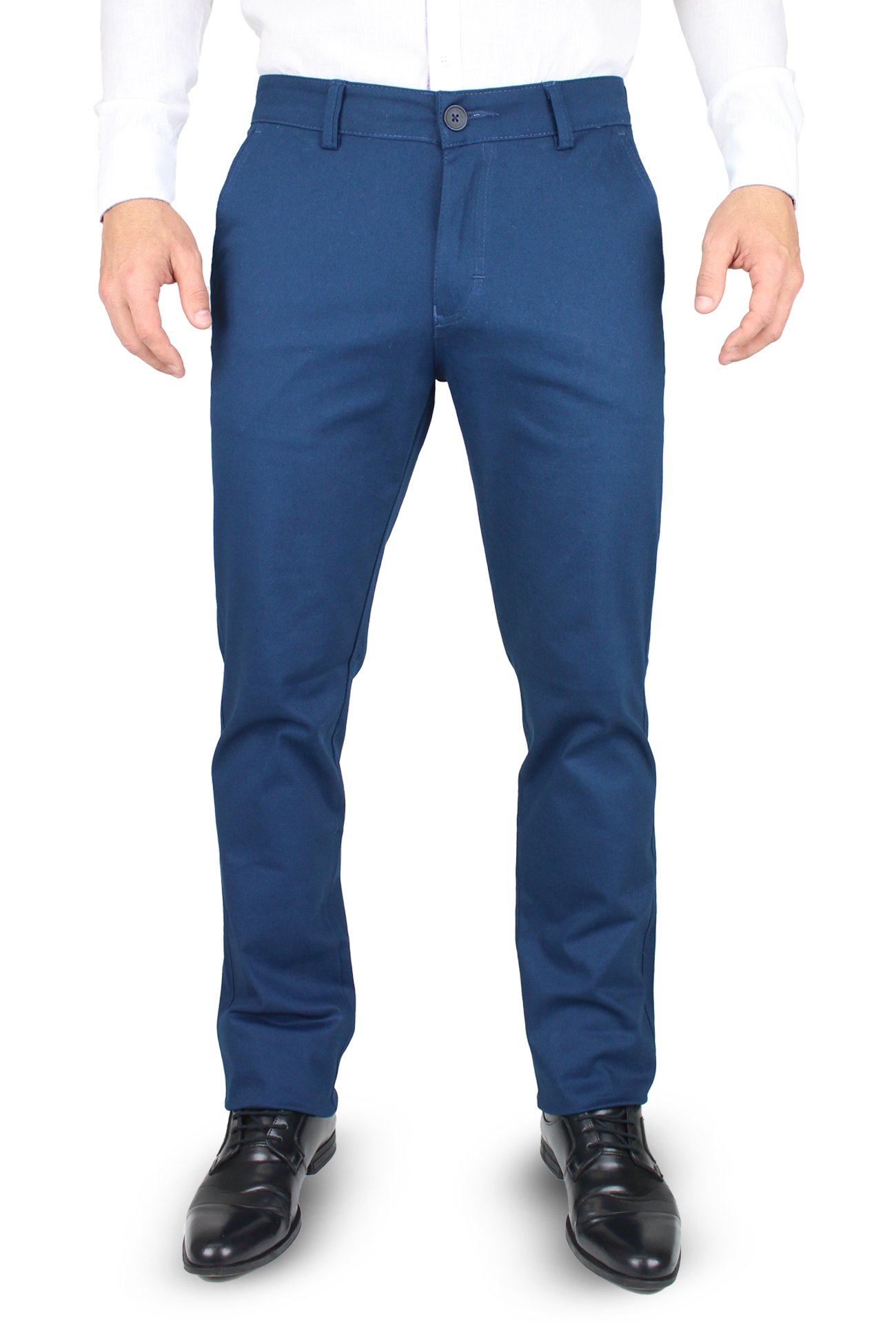 Pantalón de vestir para caballero de ajuste clásico, corte Slim fit de algodón premium Strech