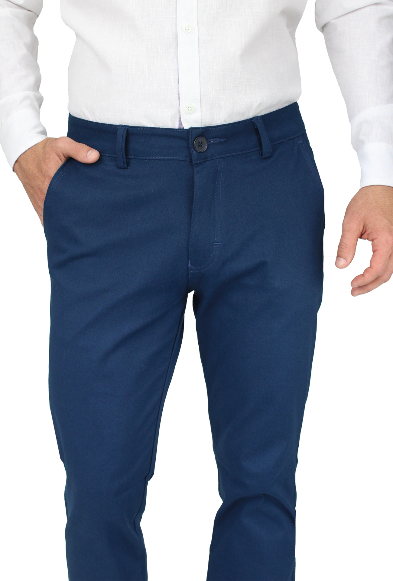 Pantalón de vestir para caballero de ajuste clásico, corte Slim fit de algodón premium Strech